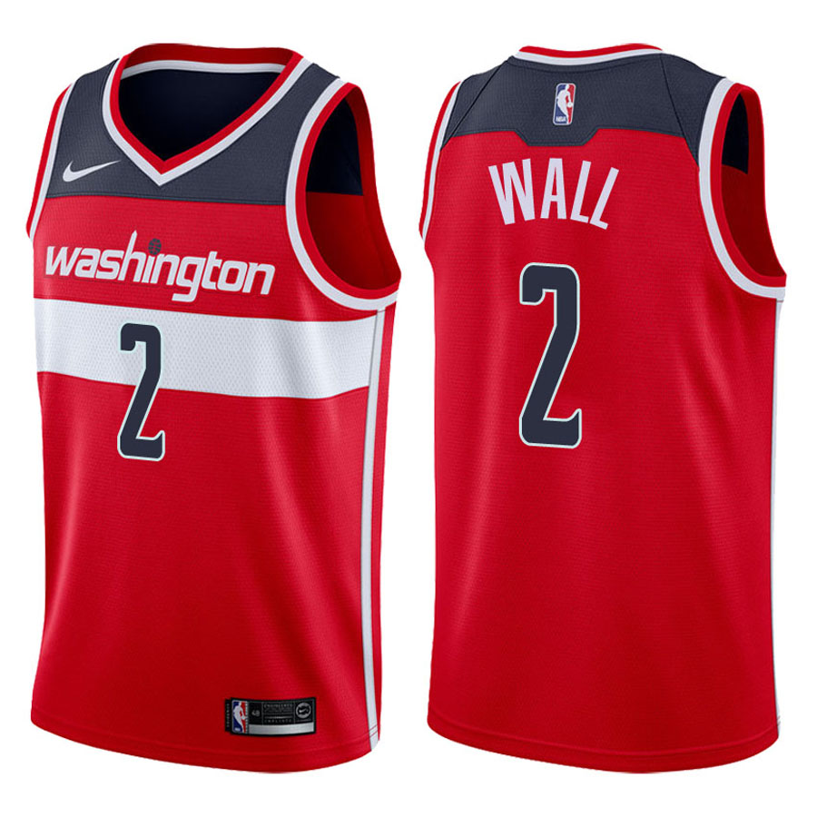 Wizards Male John Wall #2 2017-18 Icon Red Jersey