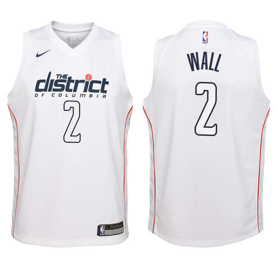 Wizards Youth John Wall #2 City Edition White Jersey
