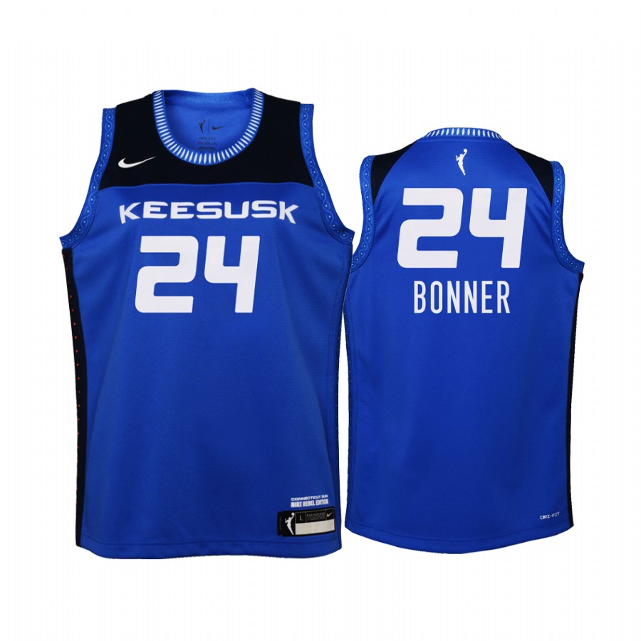 WNBA Connecticut Sun DeWanna Bonner 2021 Rebel Edition Jersey Youth Blue