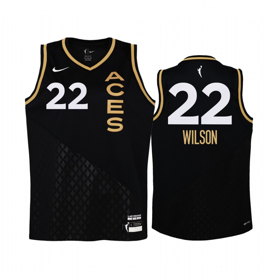 WNBA Las Vegas Aces A'ja Wilso 2021 Rebel Edition Jersey Youth Black