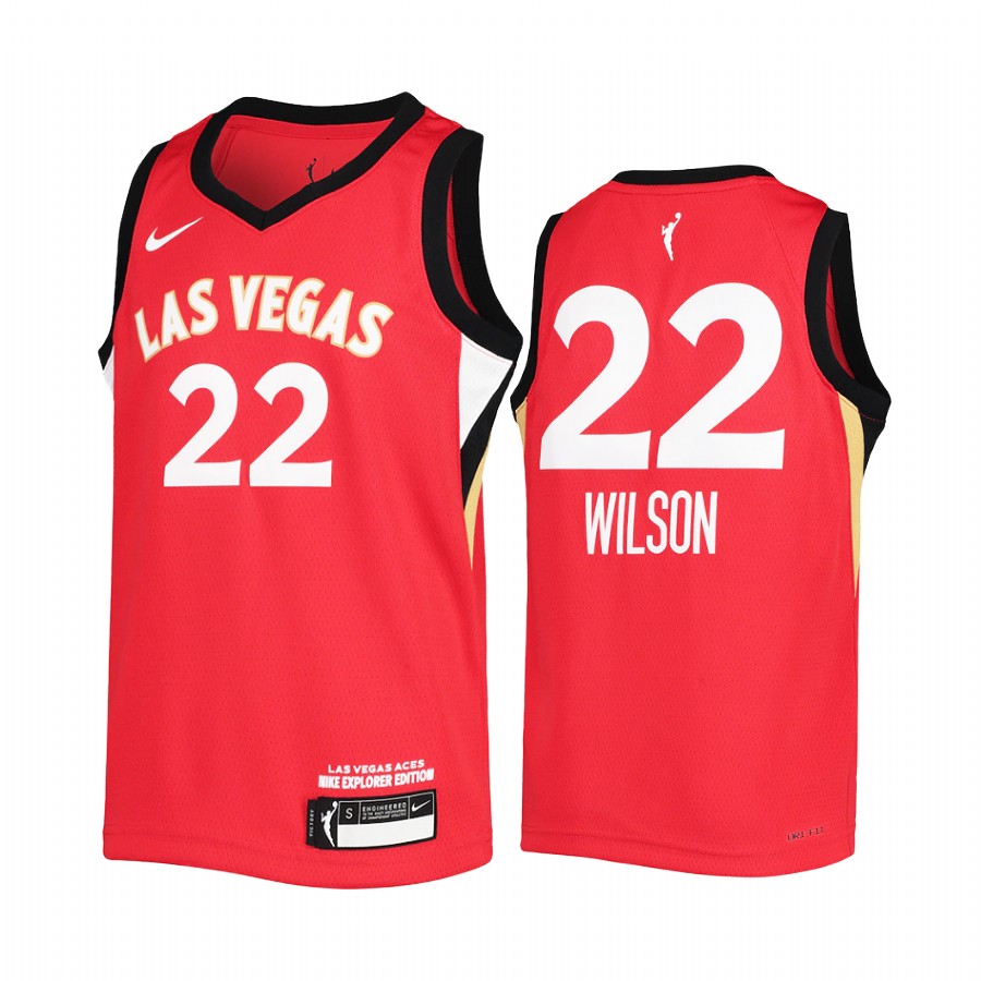 WNBA Las Vegas Aces A'ja Wilson 2021 Explorer Edition Jersey Youth Red