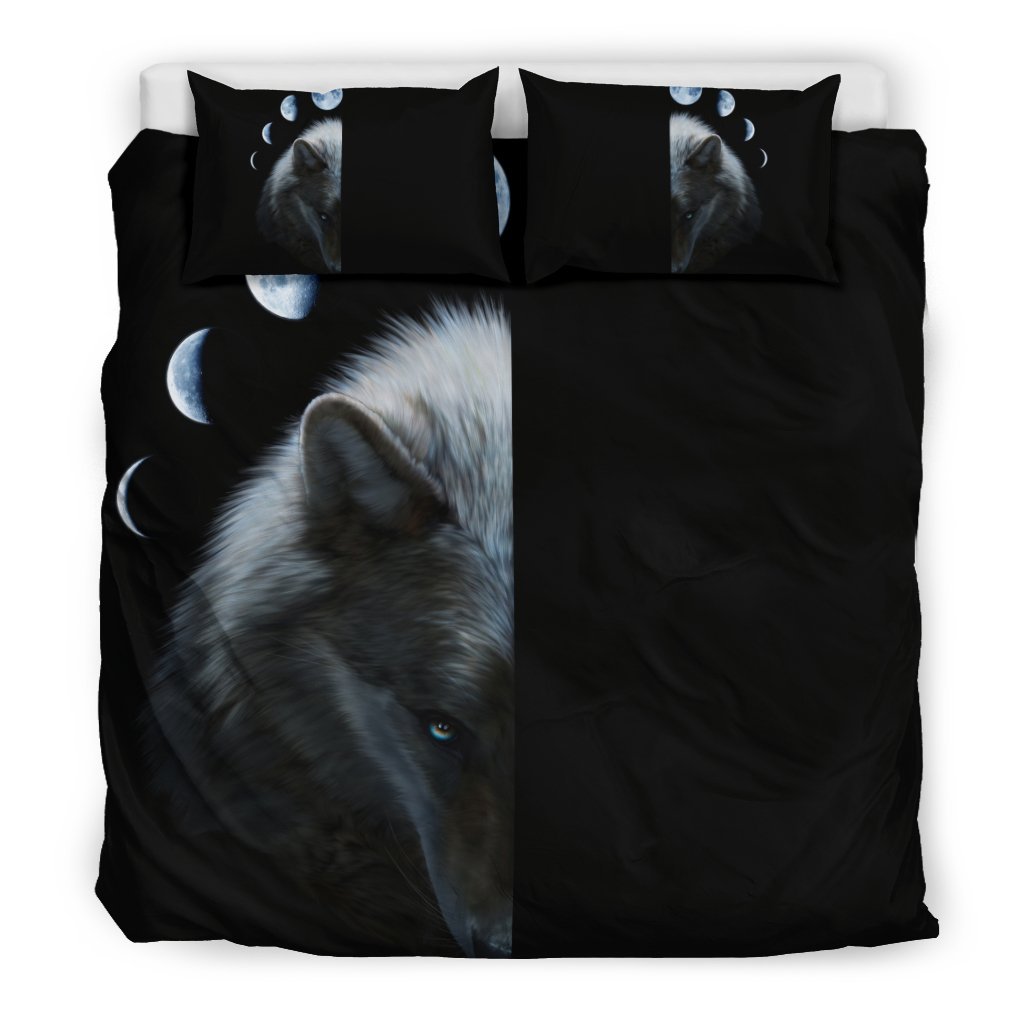 Wolf And Moon 3D Customized Duvet Cover Bedding Set