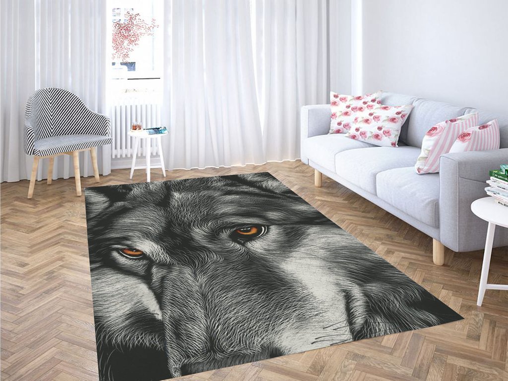 Wolf Detail Art Living Room Modern Carpet Rectangle Rug