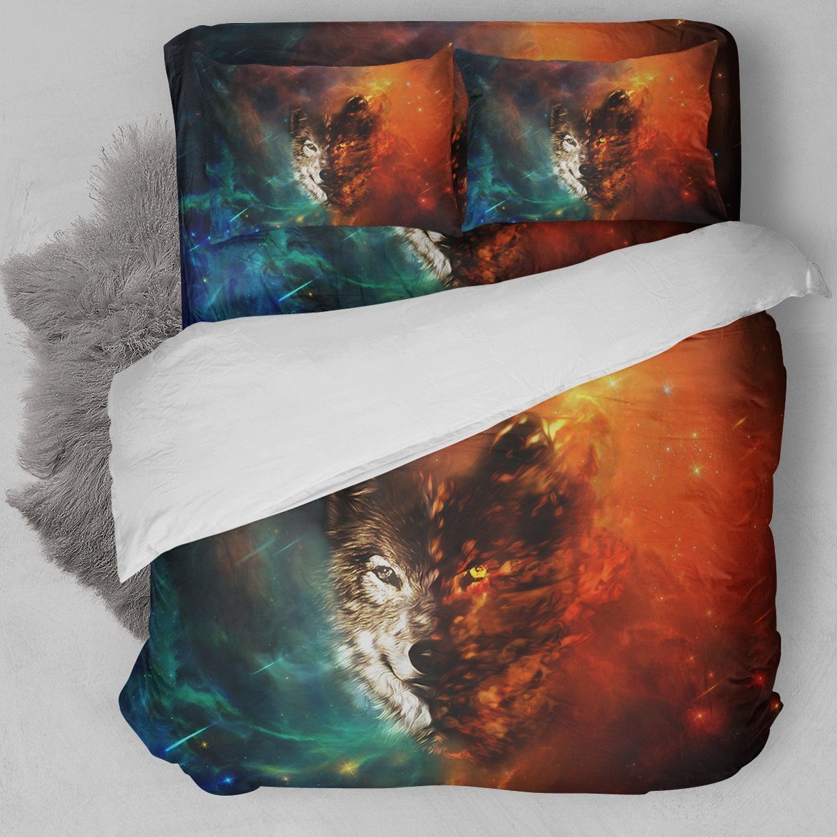 Wolf Fire Duvet Cover Bedding Set