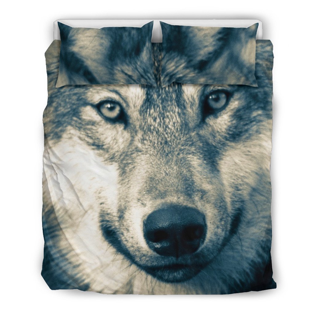 Wolf Head 3D Customized Duvet Cover Bedding Set