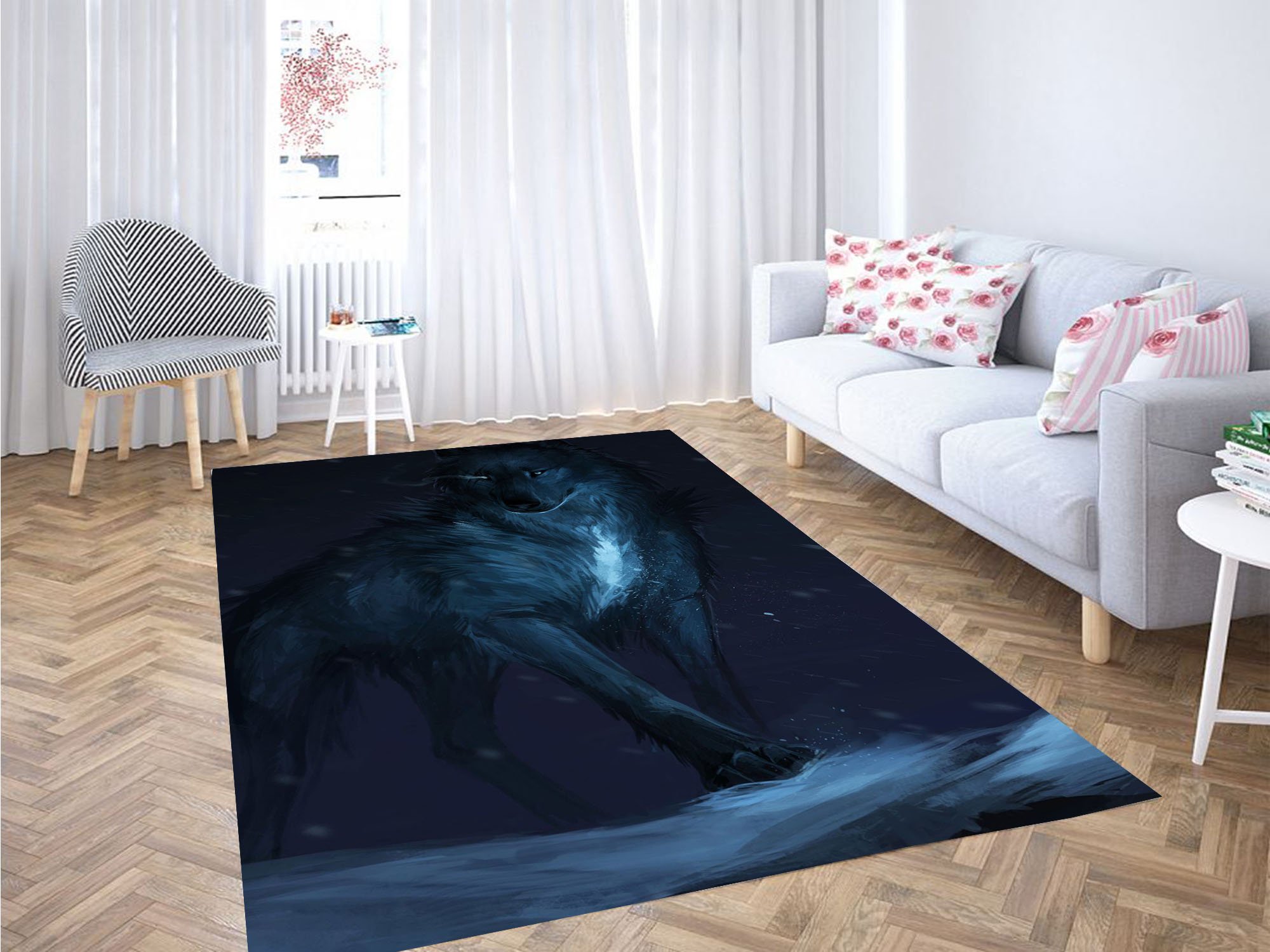 Wolf In The Dark Carpet Rectangle Rug