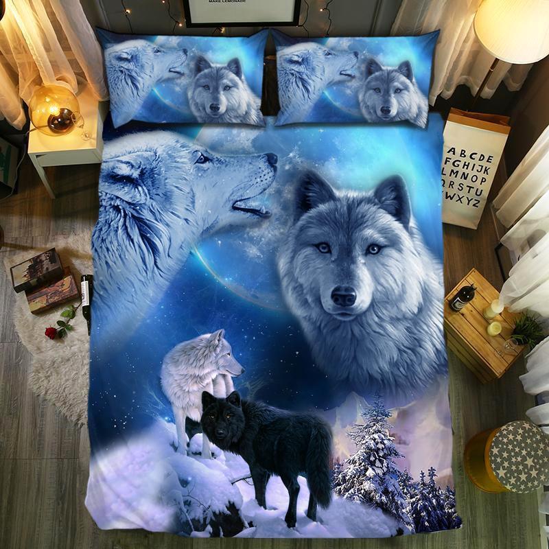 Wolf Moon Lovetory3D Customized Duvet Cover Bedding Set