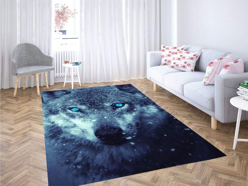 Wolf On A Cold Carpet Rectangle Rug