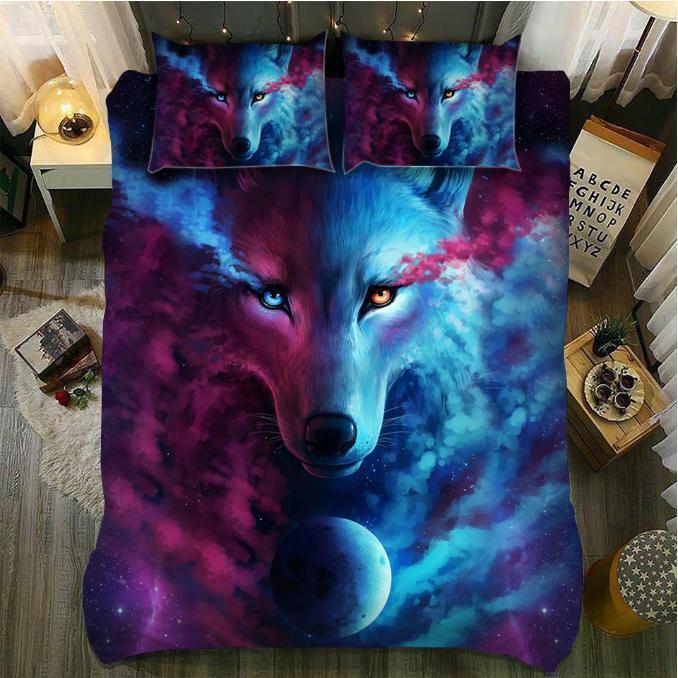 Wolf Universe 3D Customized Duvet Cover Bedding Set