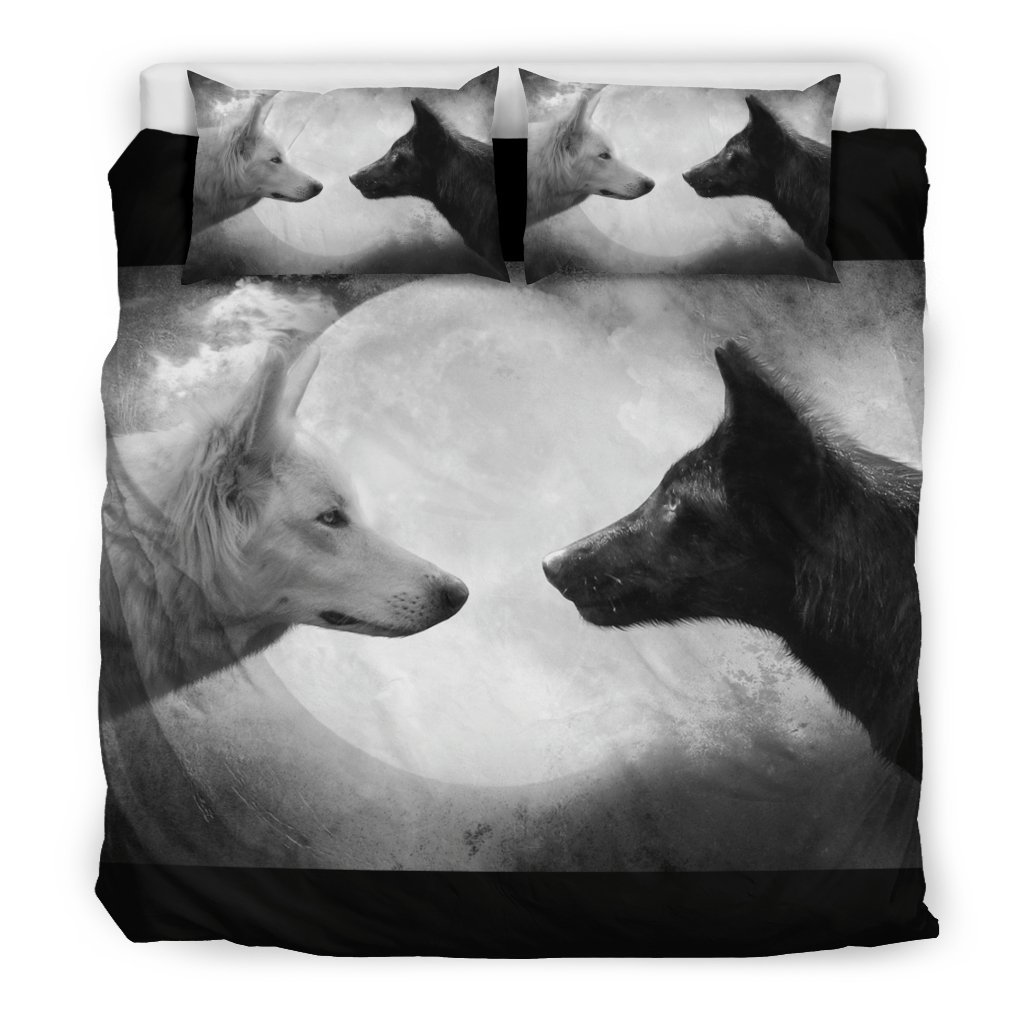 Wolf White And Black 3D Customized Duvet Cover Bedding Set