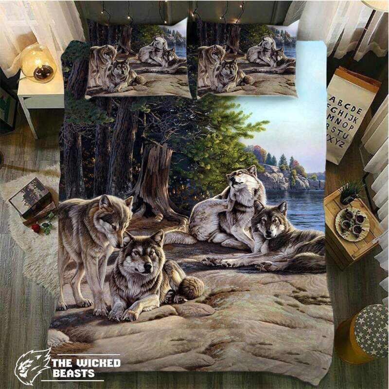 Wolves At Rest3D Customized Duvet Cover Bedding Set