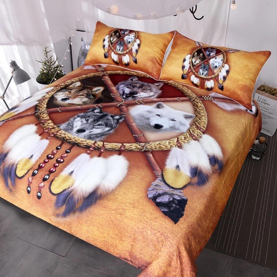 Wolves Dreamcatcher 3D Customized Duvet Cover Bedding Set