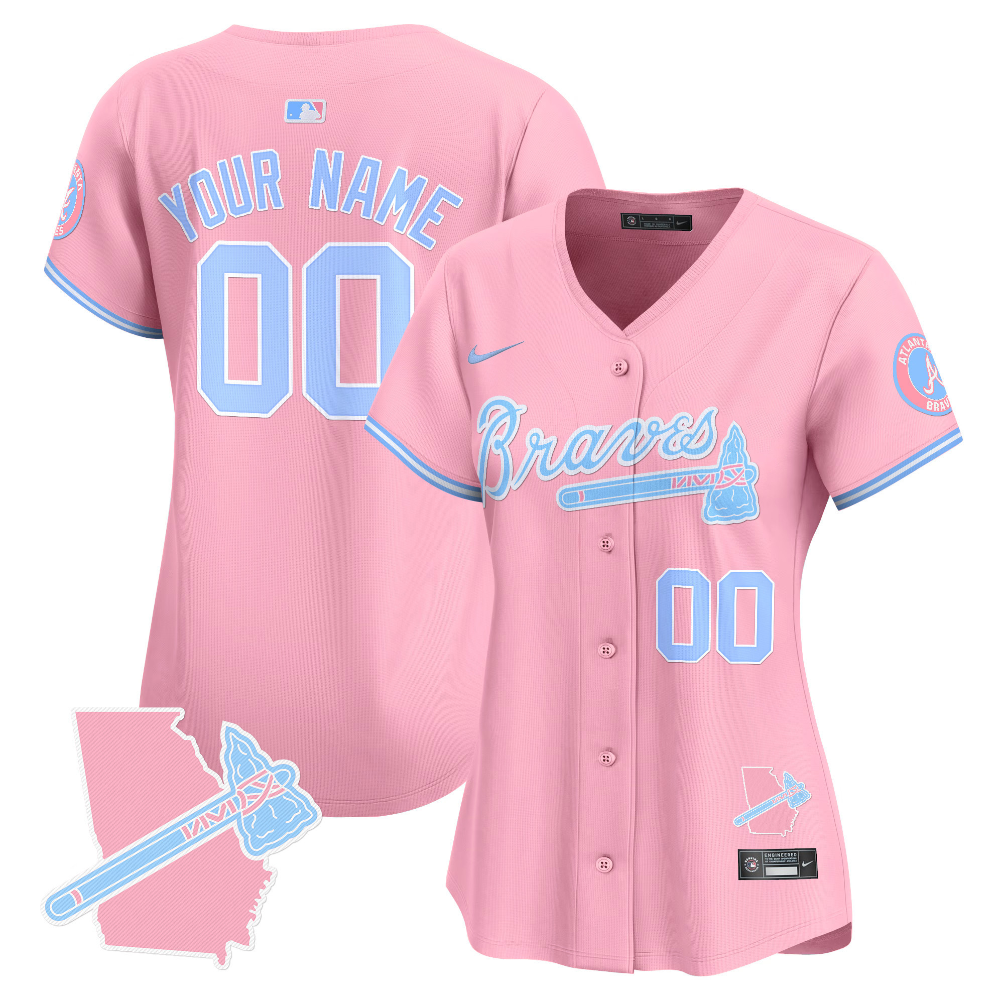Women Atlanta Braves Bubblegum Pink Vapor Premier Limited Custom Pink Jersey - All Stitched