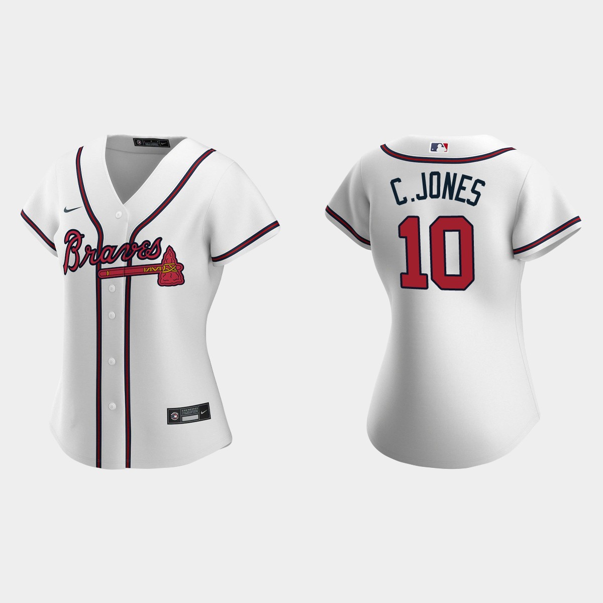 Women Atlanta Braves Chipper Jones White Jersey