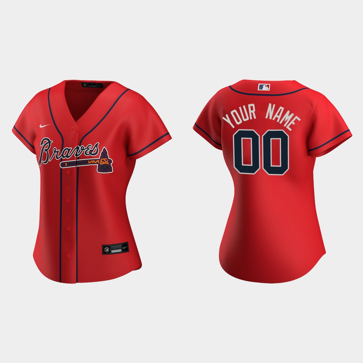 Women Atlanta Braves Custom Red Jersey