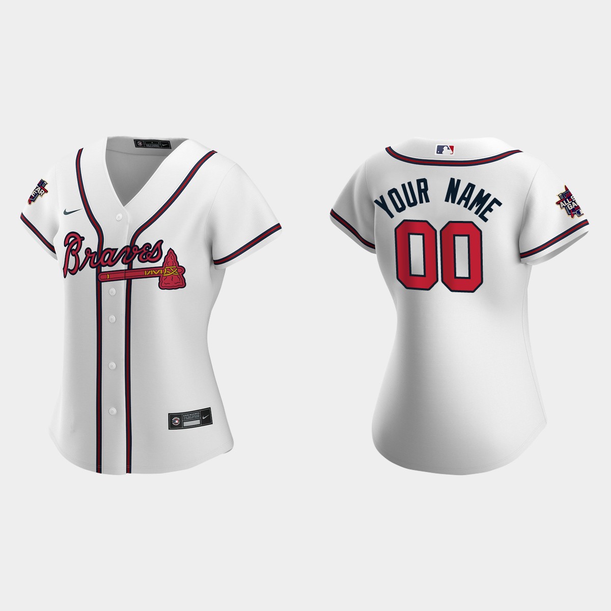 Women Atlanta Braves Custom White 2021 MLB All-Star Game Jersey