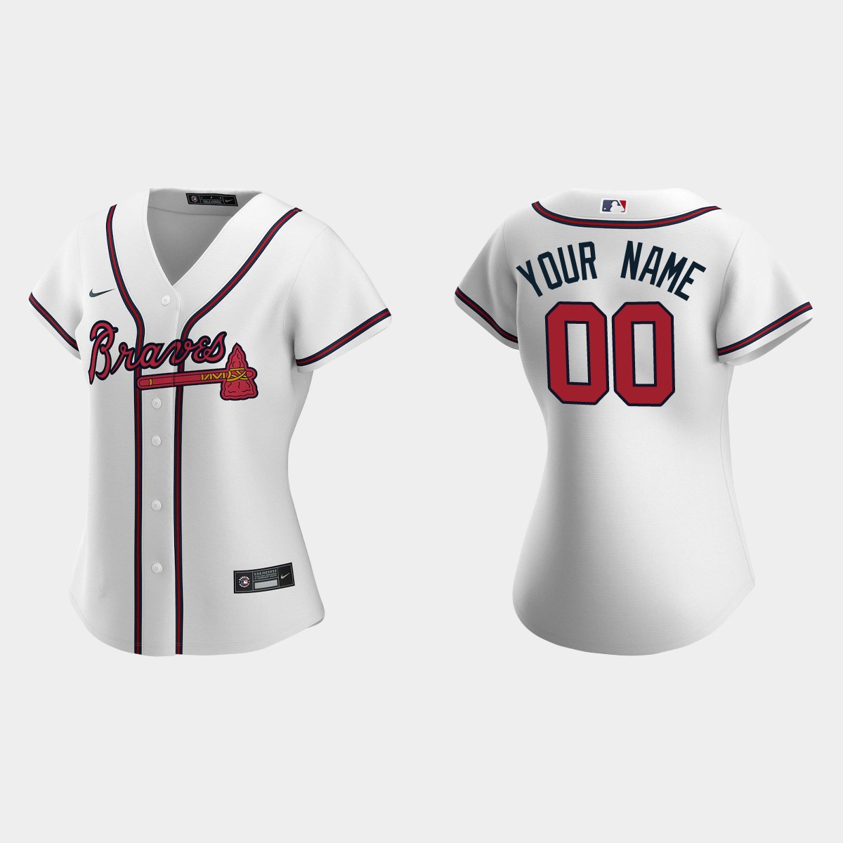 Women Atlanta Braves Custom White Jersey