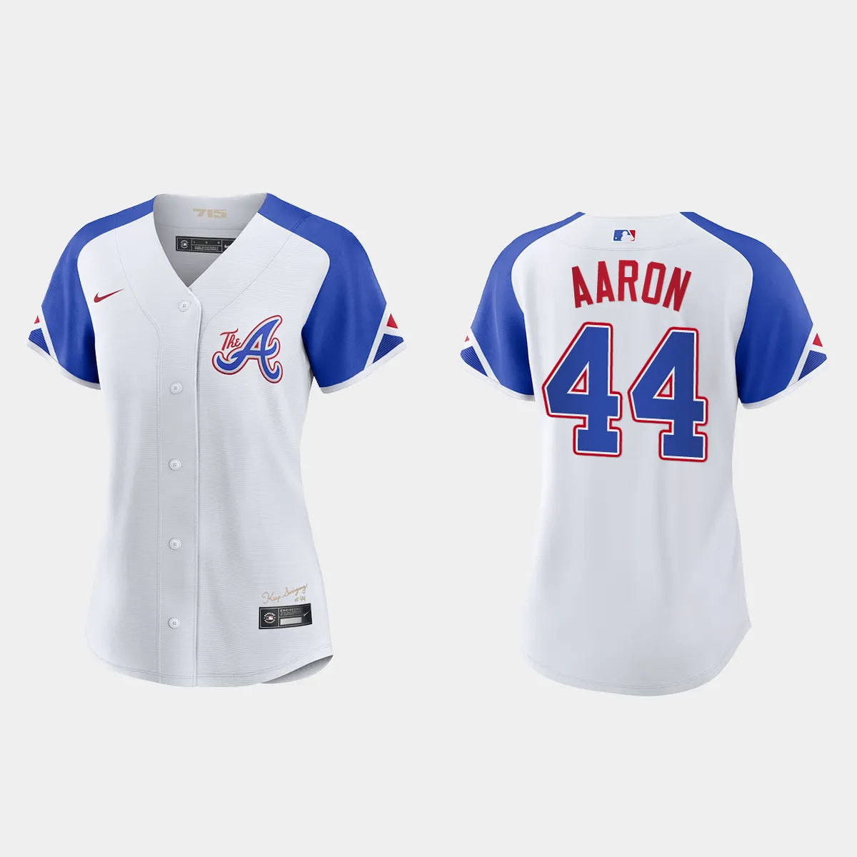Women Atlanta Braves Hank Aaron White 2023 City Connect Jersey