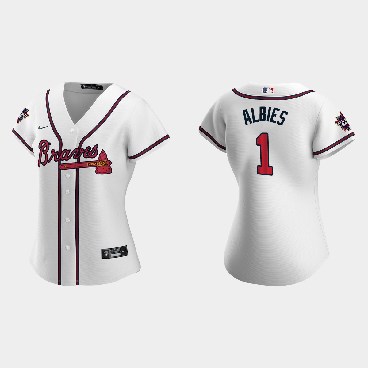 Women Atlanta Braves Ozzie Albies White 2021 MLB All-Star Game Jersey
