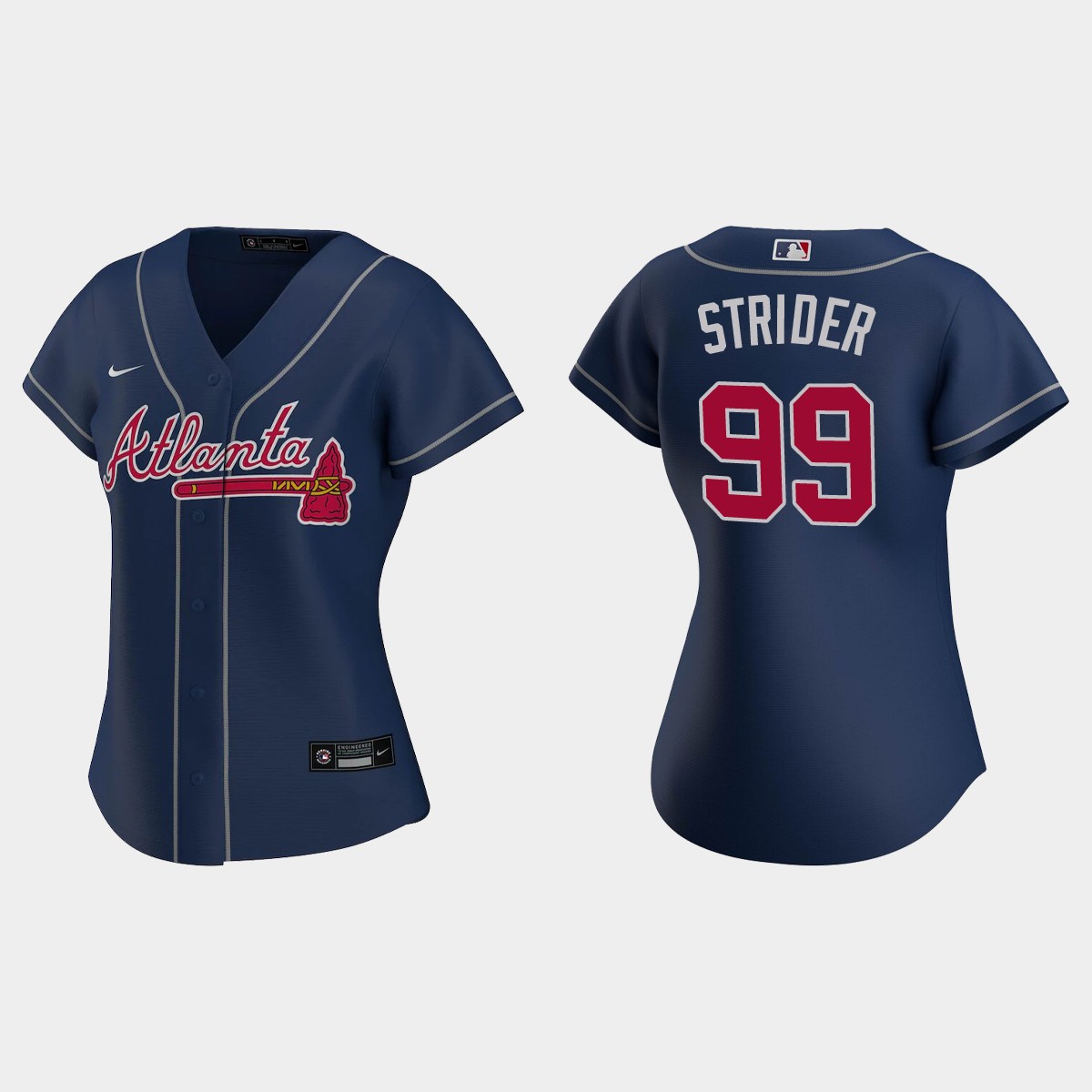 Women Atlanta Braves Spencer Strider Navy Jersey