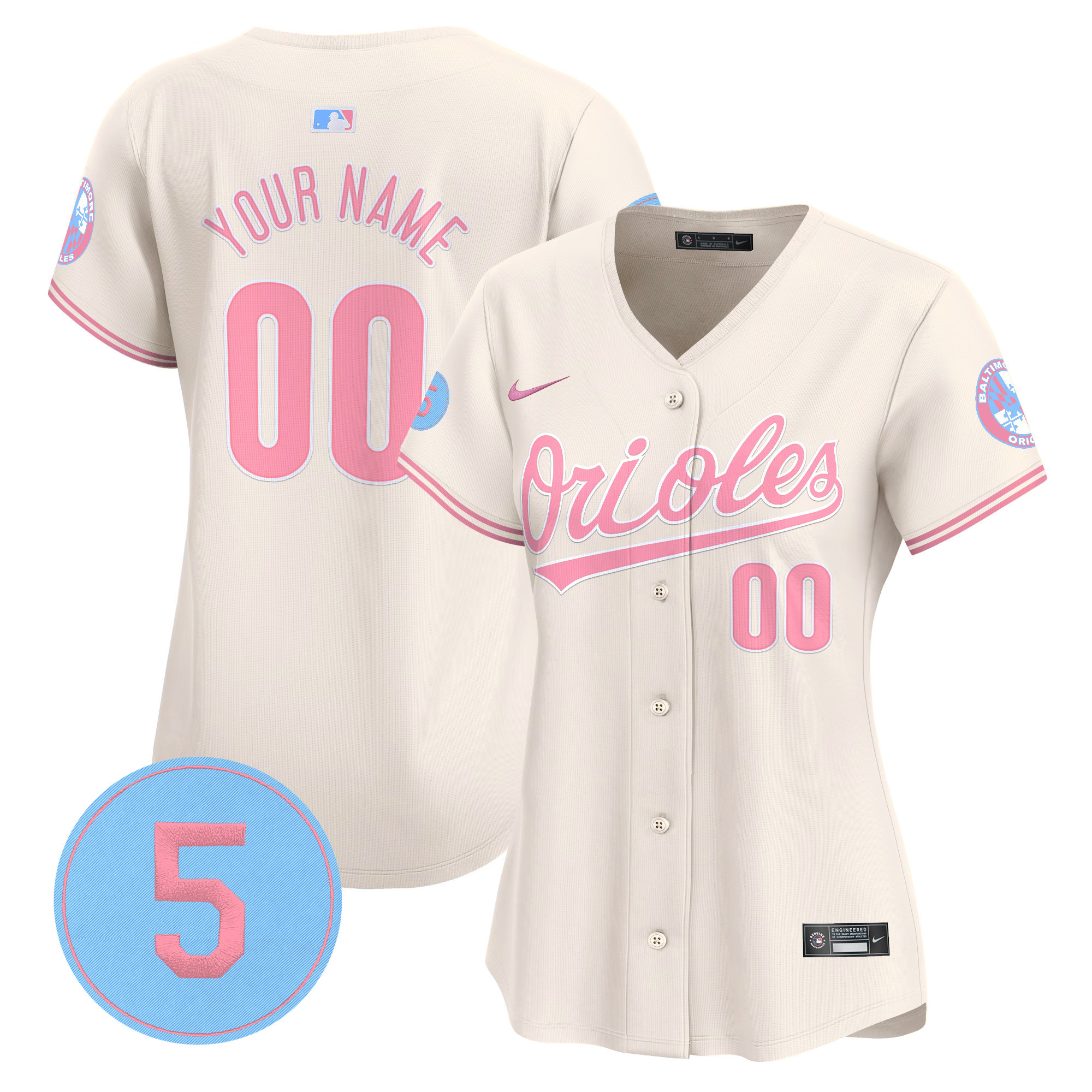 Women Baltimore Orioles Bubblegum Pink Robinson Patch Vapor Premier Limited Custom Cream Jersey - All Stitched