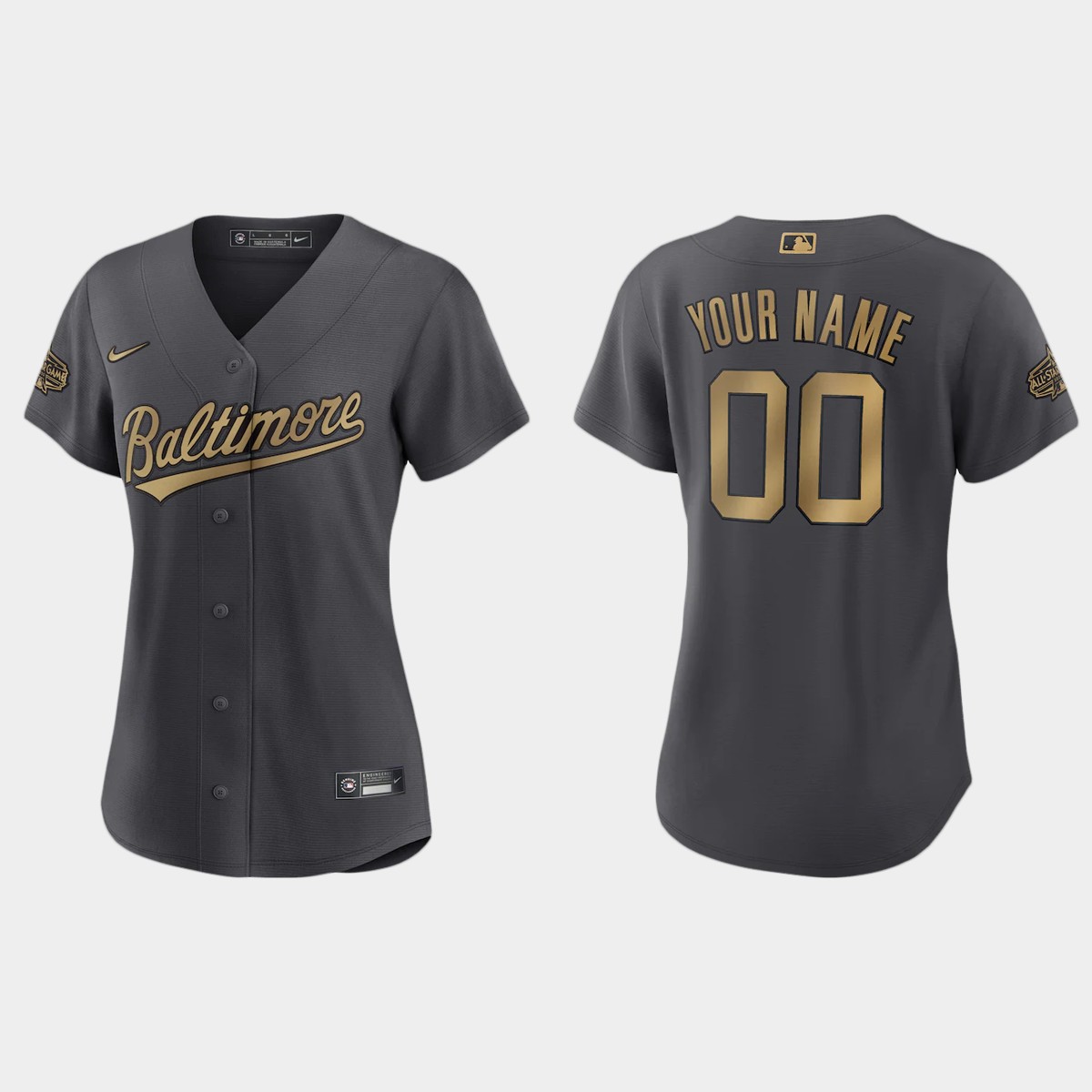 Women Baltimore Orioles Custom Charcoal 2022 MLB All-Star Game Jersey