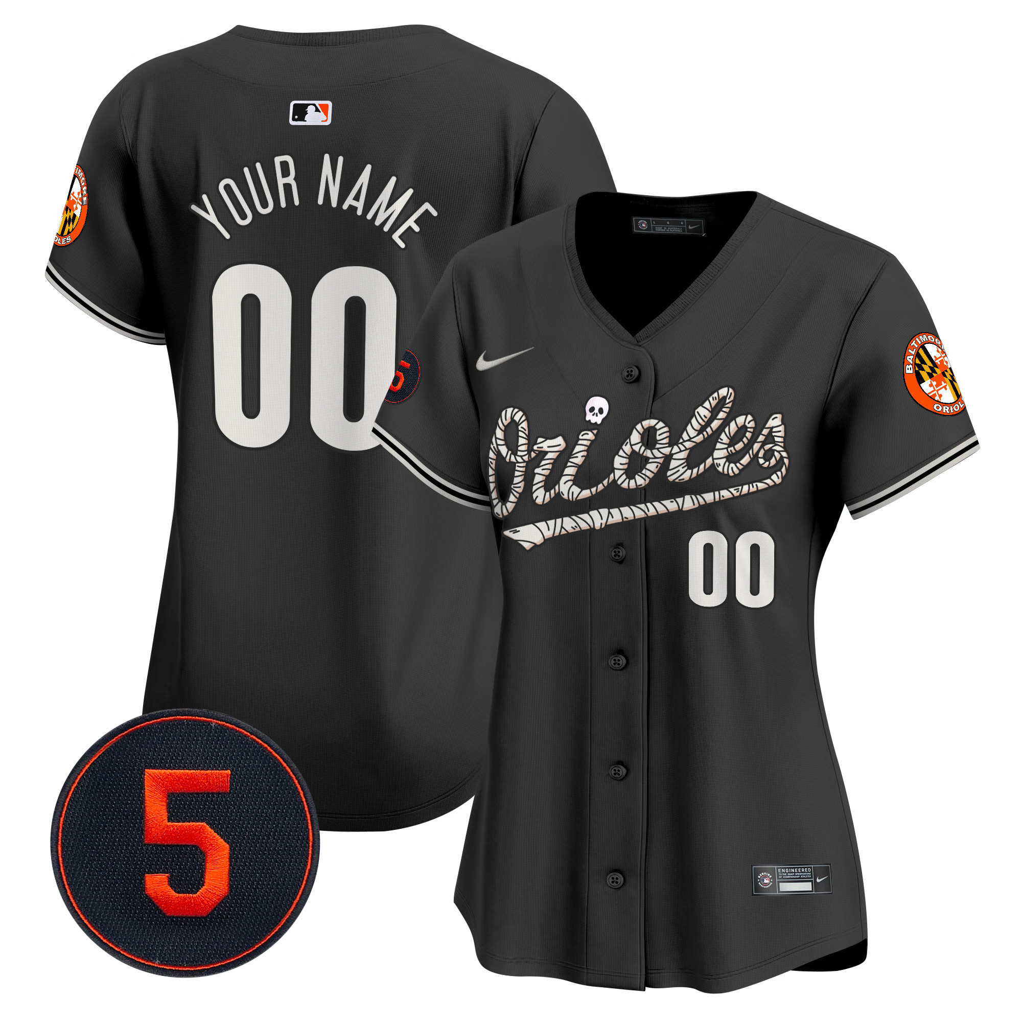 Women Baltimore Orioles Halloween Vapor Premier Limited Custom Black Jersey - All Stitched
