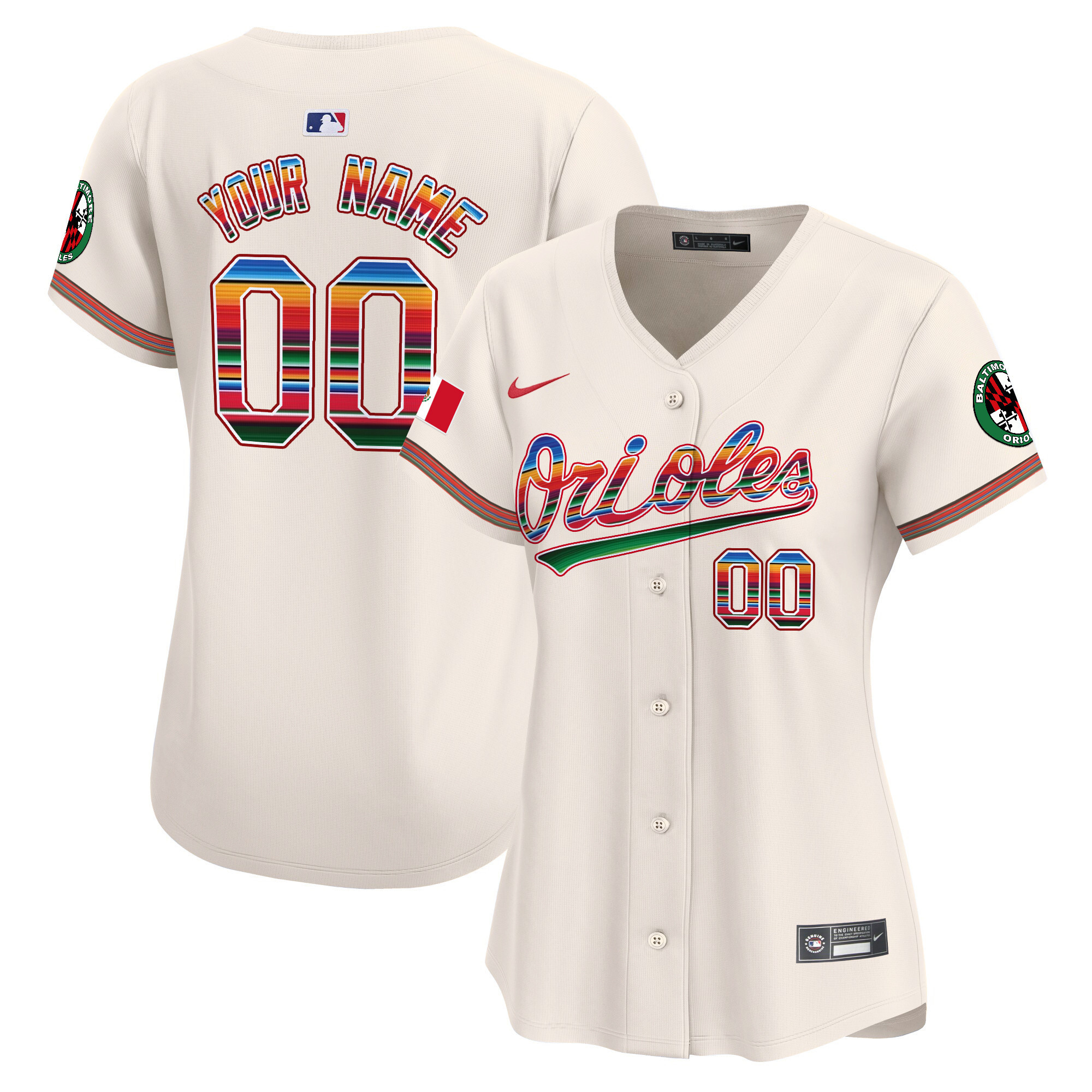 Women Baltimore Orioles Mexico Vapor Premier Limited Custom Cream Jersey - All Stitched