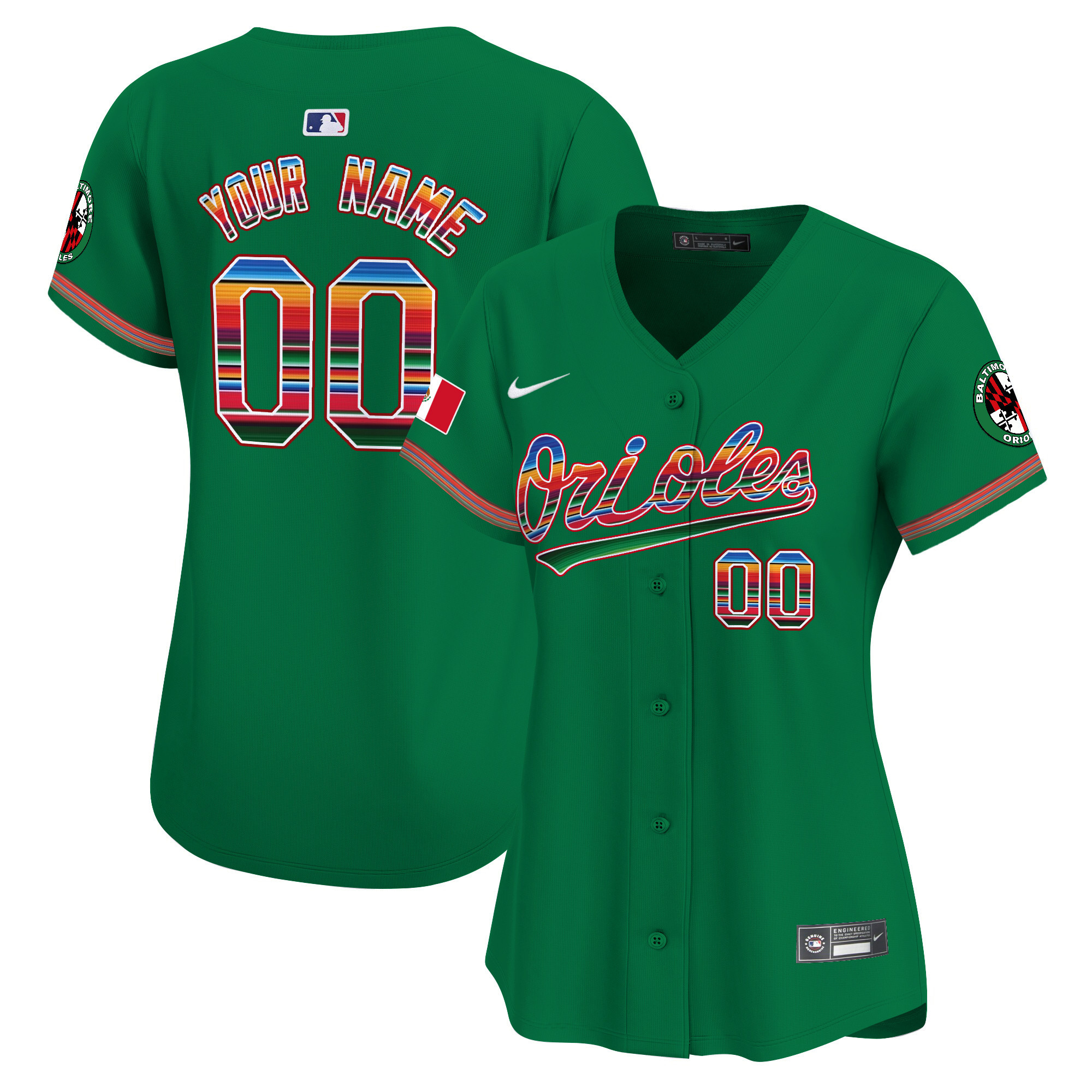 Women Baltimore Orioles Mexico Vapor Premier Limited Custom Green Jersey - All Stitched