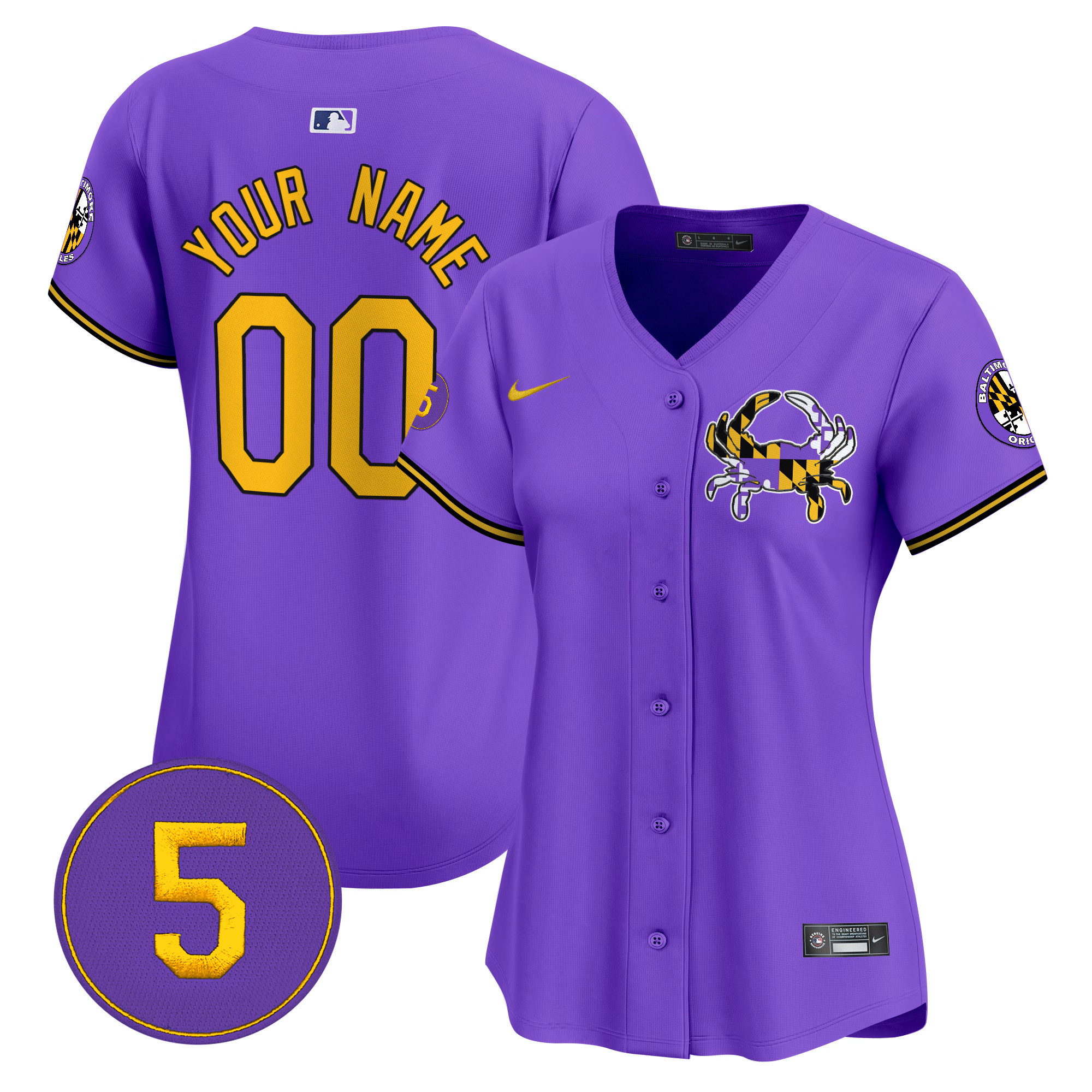 Women Baltimore Orioles Purple Vapor Premier Limited Custom Purple Jersey - All Stitched