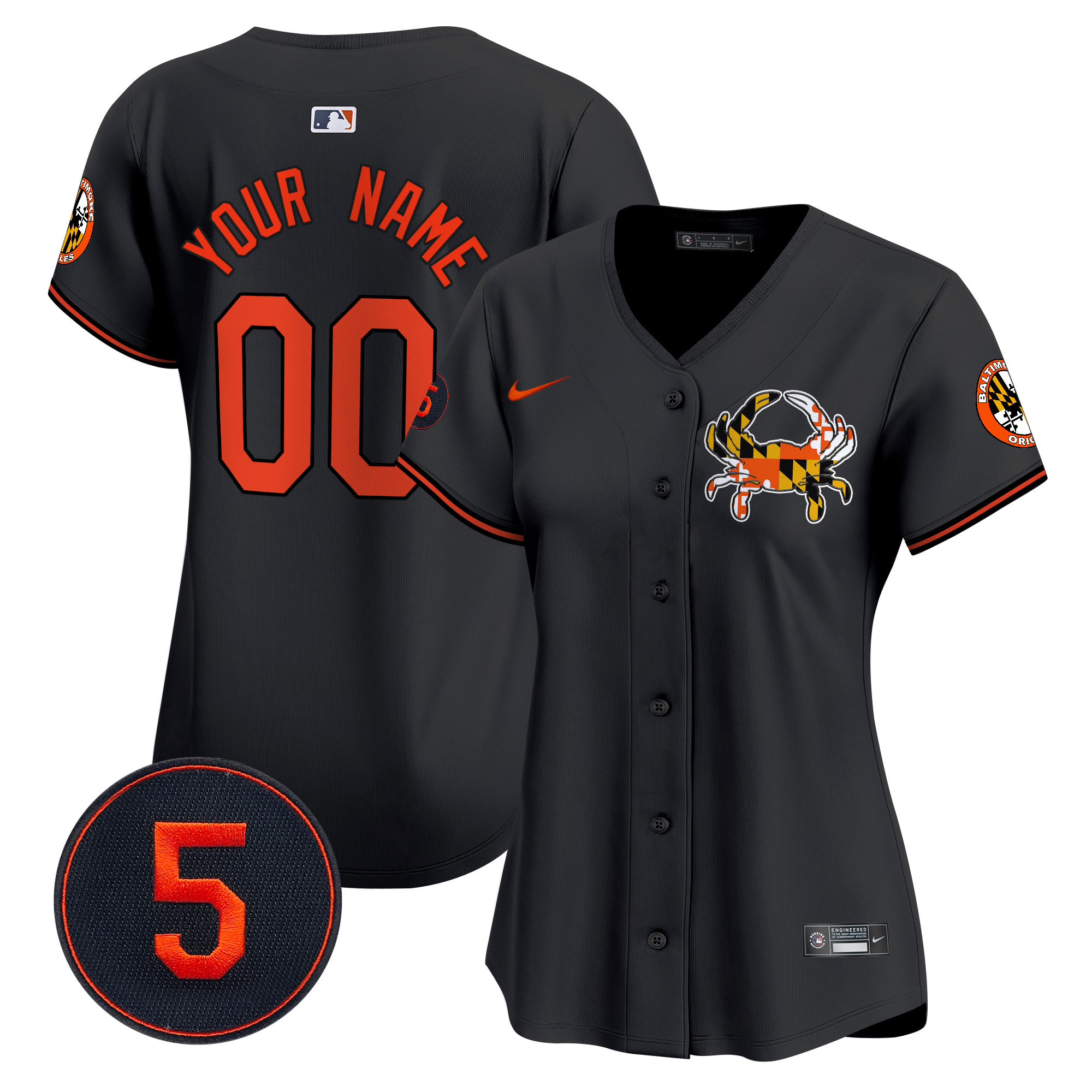 Women Baltimore Orioles Robinson Patch Vapor Premier Limited Custom Black Jersey V3 - All Stitched
