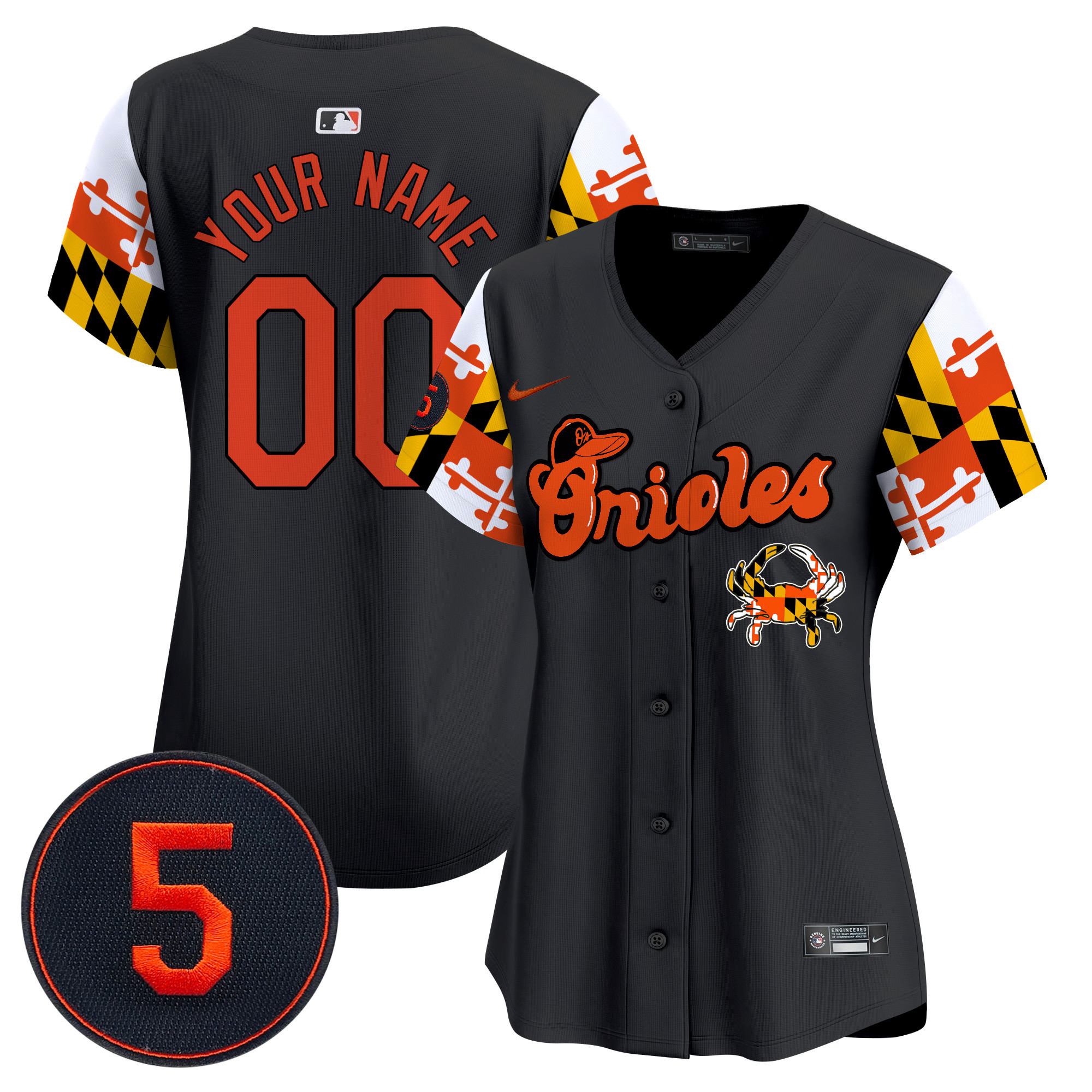 Women Baltimore Orioles Robinson Patch Vapor Premier Limited Custom Black Jersey V7 - All Stitched