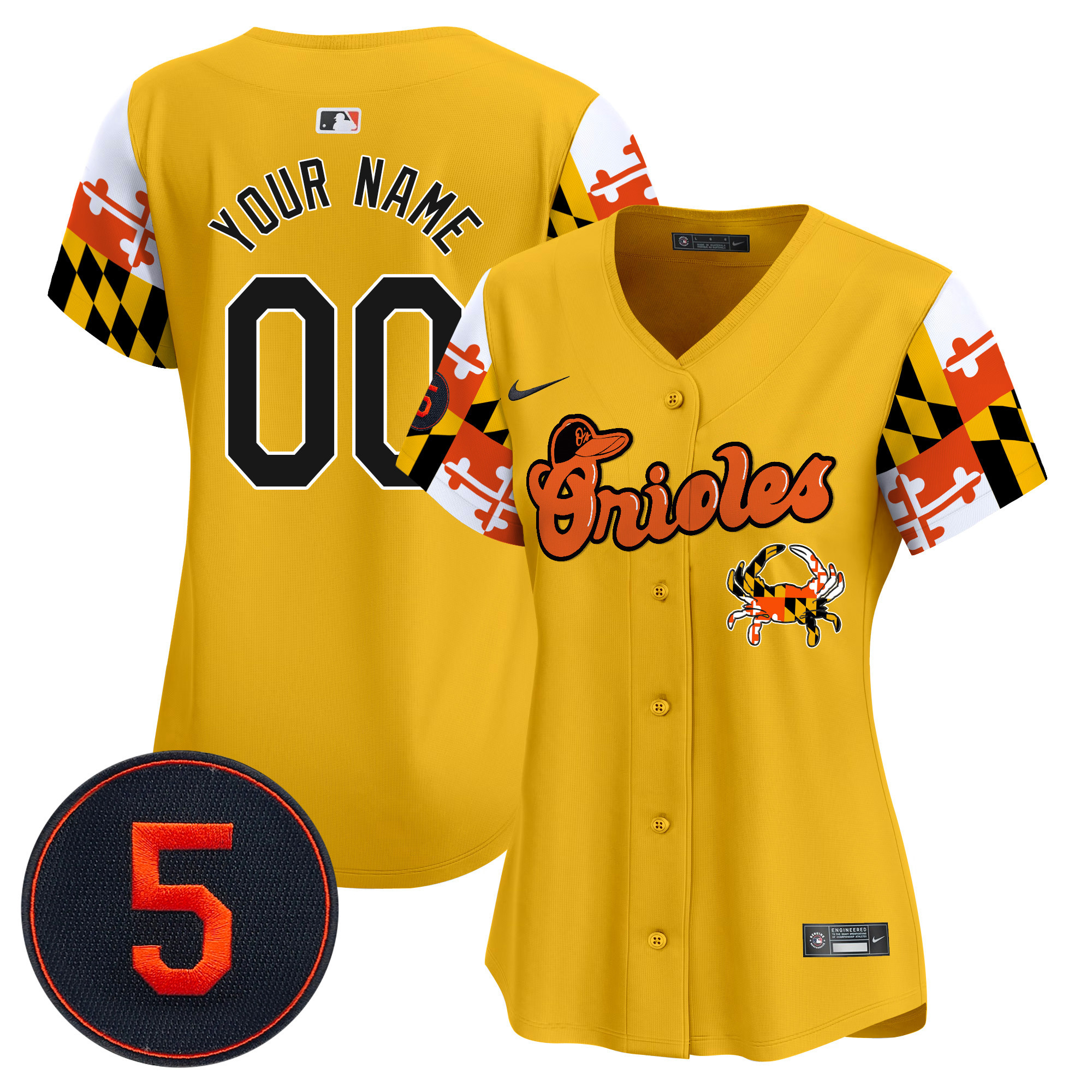 Women Baltimore Orioles Robinson Patch Vapor Premier Limited Custom Gold Jersey V7 - All Stitched