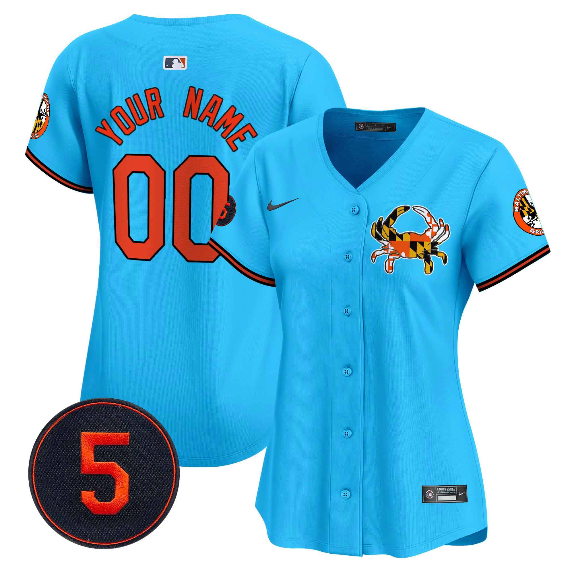 Women Baltimore Orioles Robinson Patch Vapor Premier Limited Custom Light Blue Jersey V3 - All Stitched