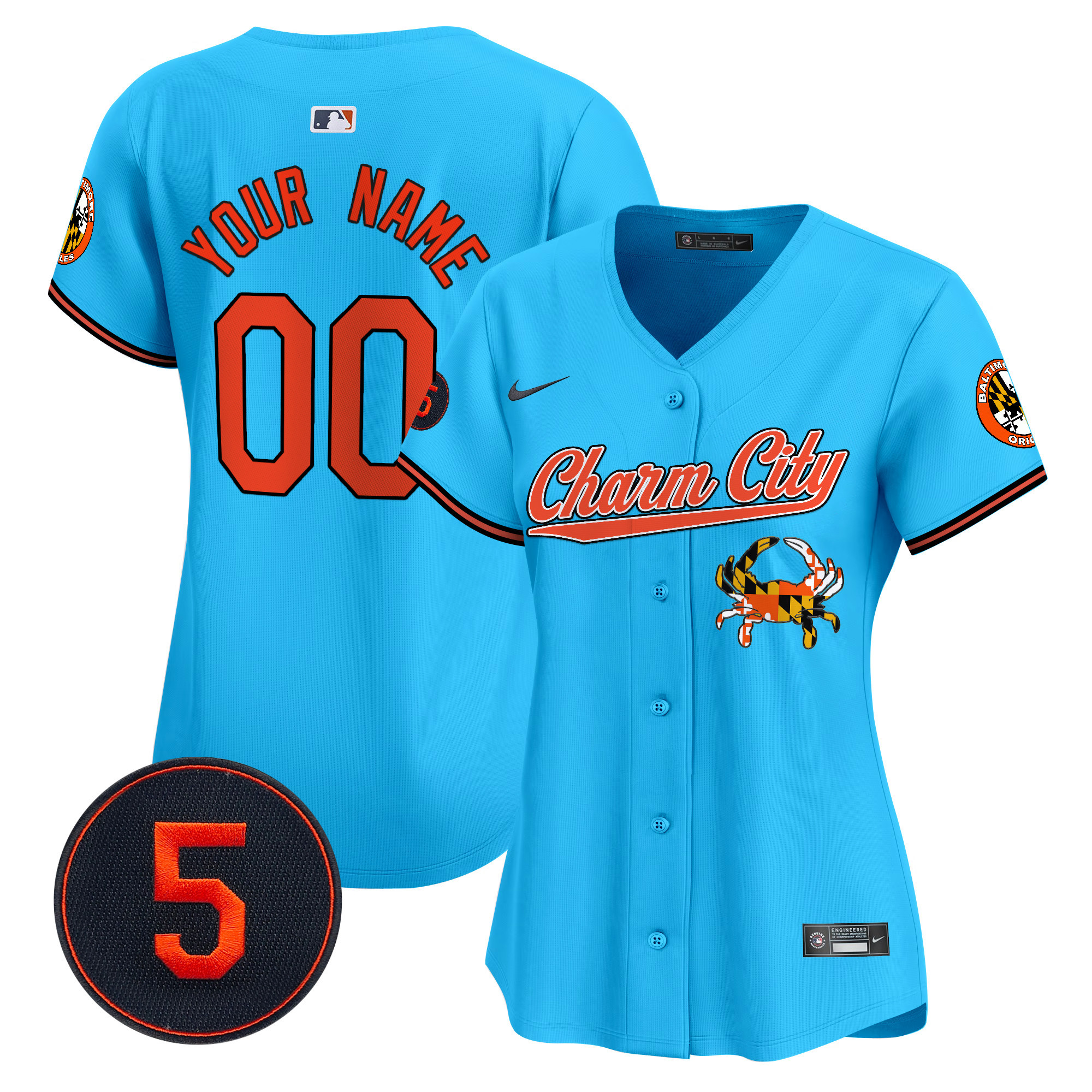 Women Baltimore Orioles Robinson Patch Vapor Premier Limited Custom Light Blue Jersey V8 - Stitched