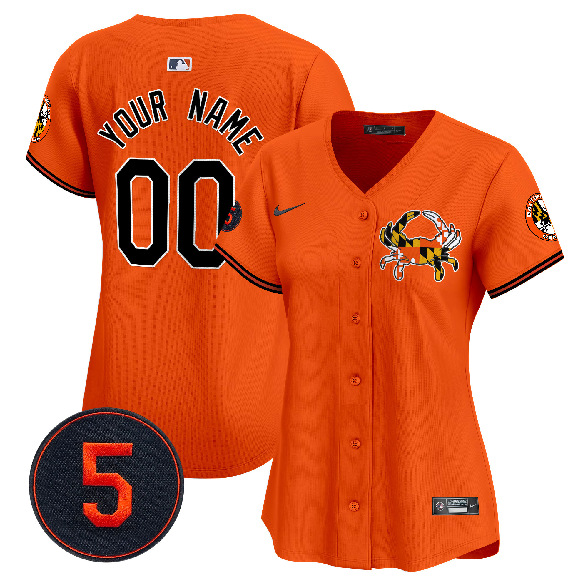 Women Baltimore Orioles Robinson Patch Vapor Premier Limited Custom Orange Jersey V3 - All Stitched