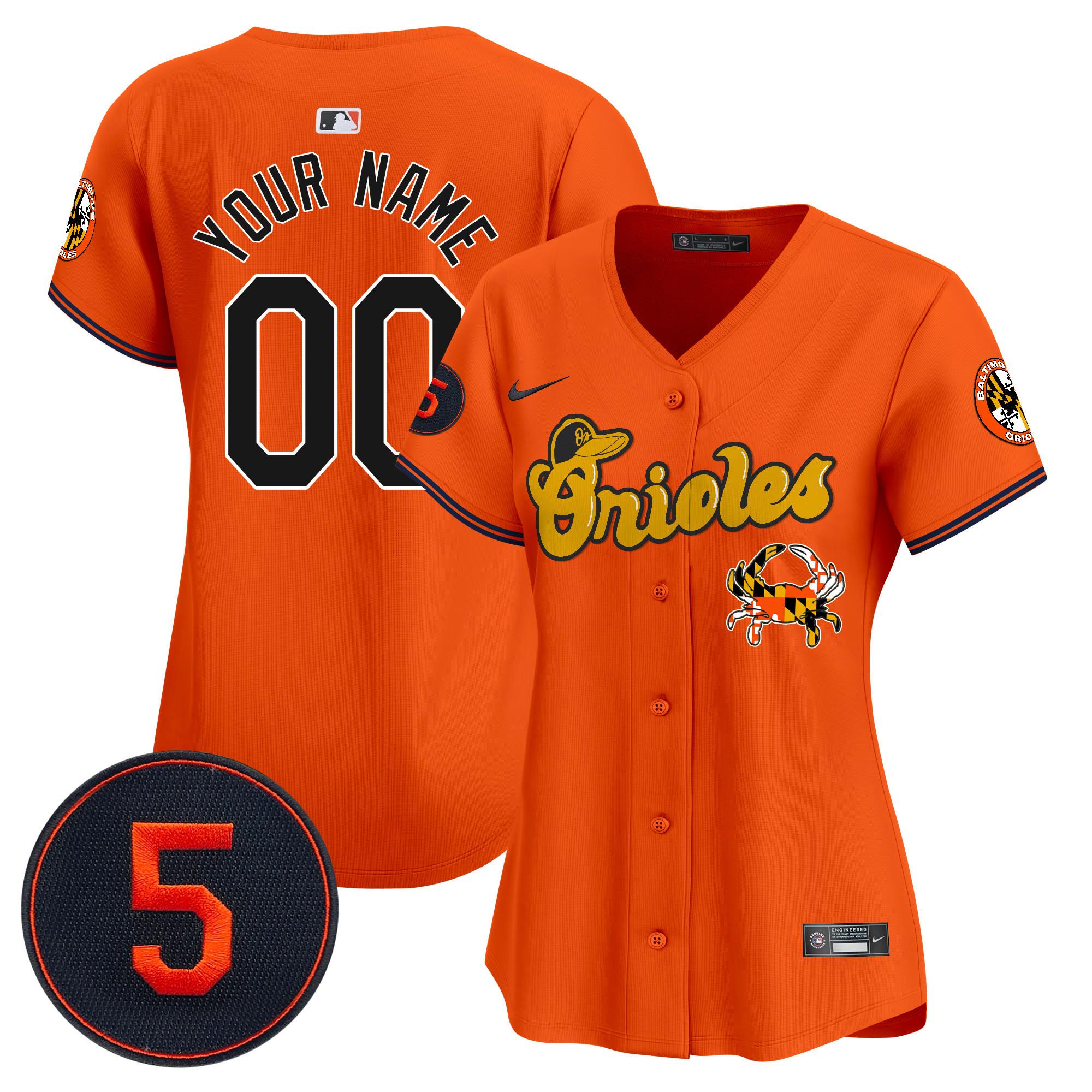 Women Baltimore Orioles Robinson Patch Vapor Premier Limited Custom Orange Jersey V6 - All Stitched