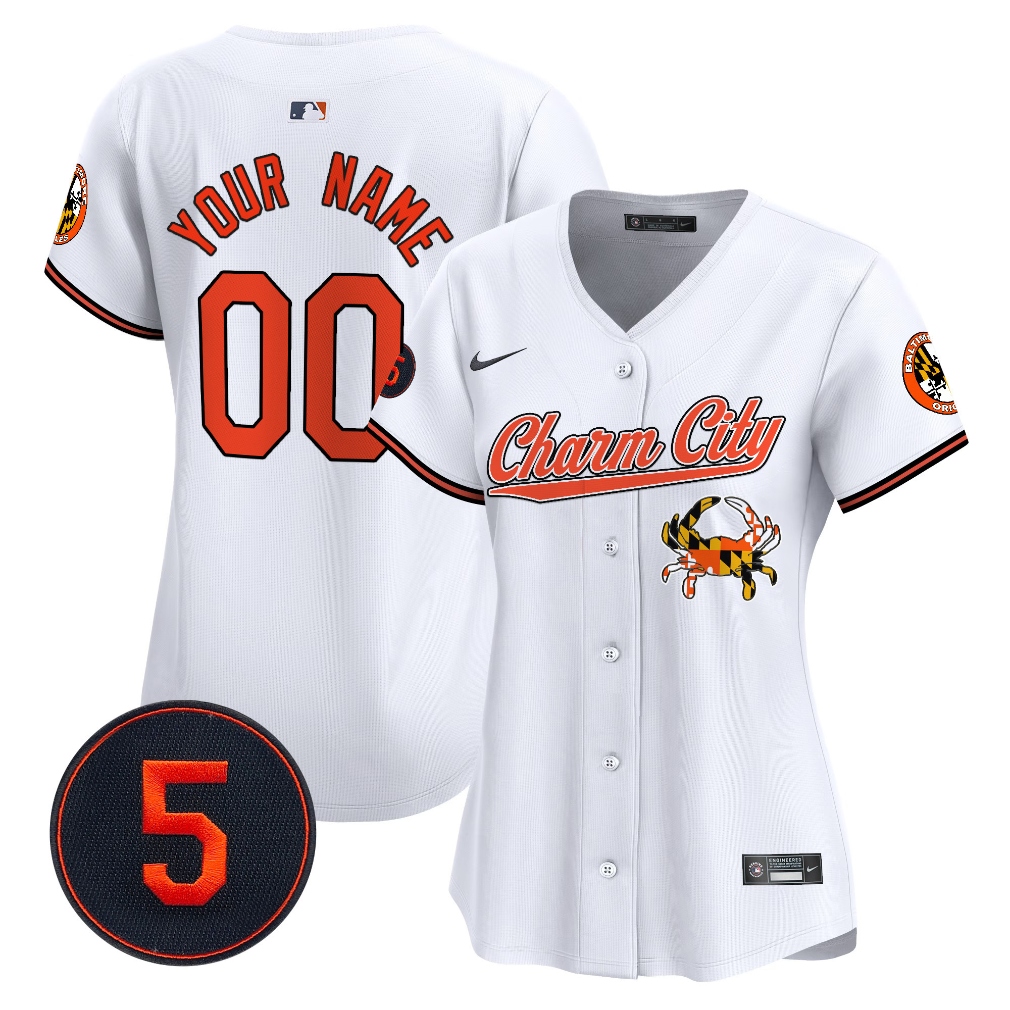 Women Baltimore Orioles Robinson Patch Vapor Premier Limited Custom White Jersey V8 - Stitched
