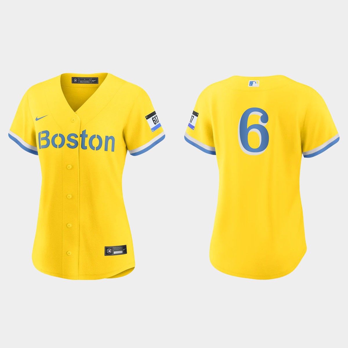 Women Boston Red Sox Bill Buckner Gold Light Blue 2021 City Connect Jersey