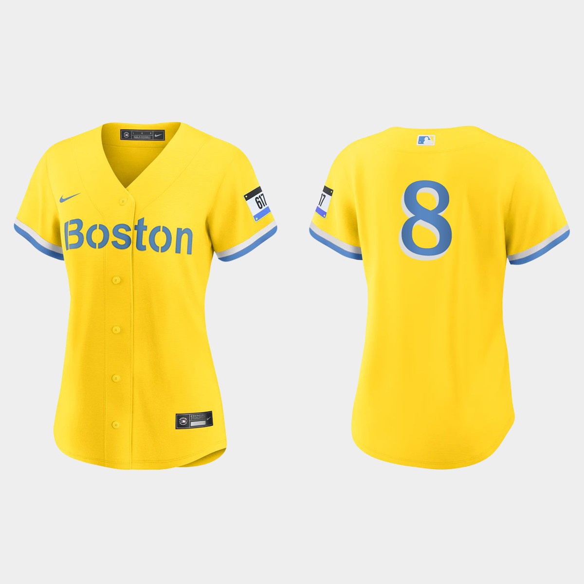 Women Boston Red Sox Carl Yastrzemski Gold Light Blue 2021 City Connect Jersey