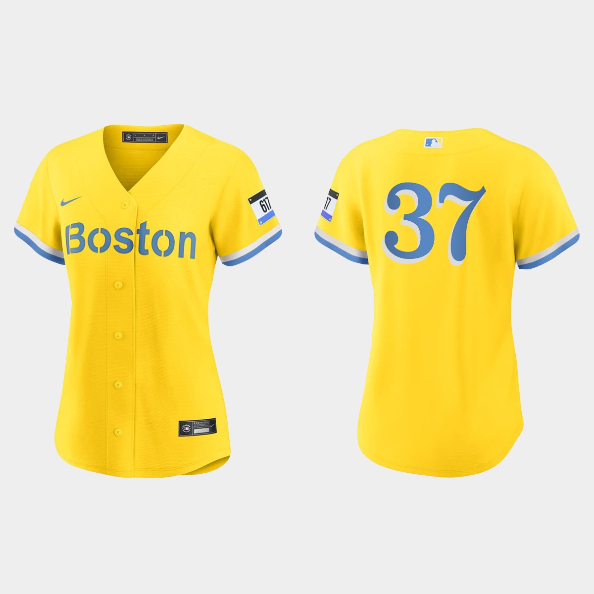 Women Boston Red Sox Nick Pivetta Gold Light Blue 2021 City Connect Jersey