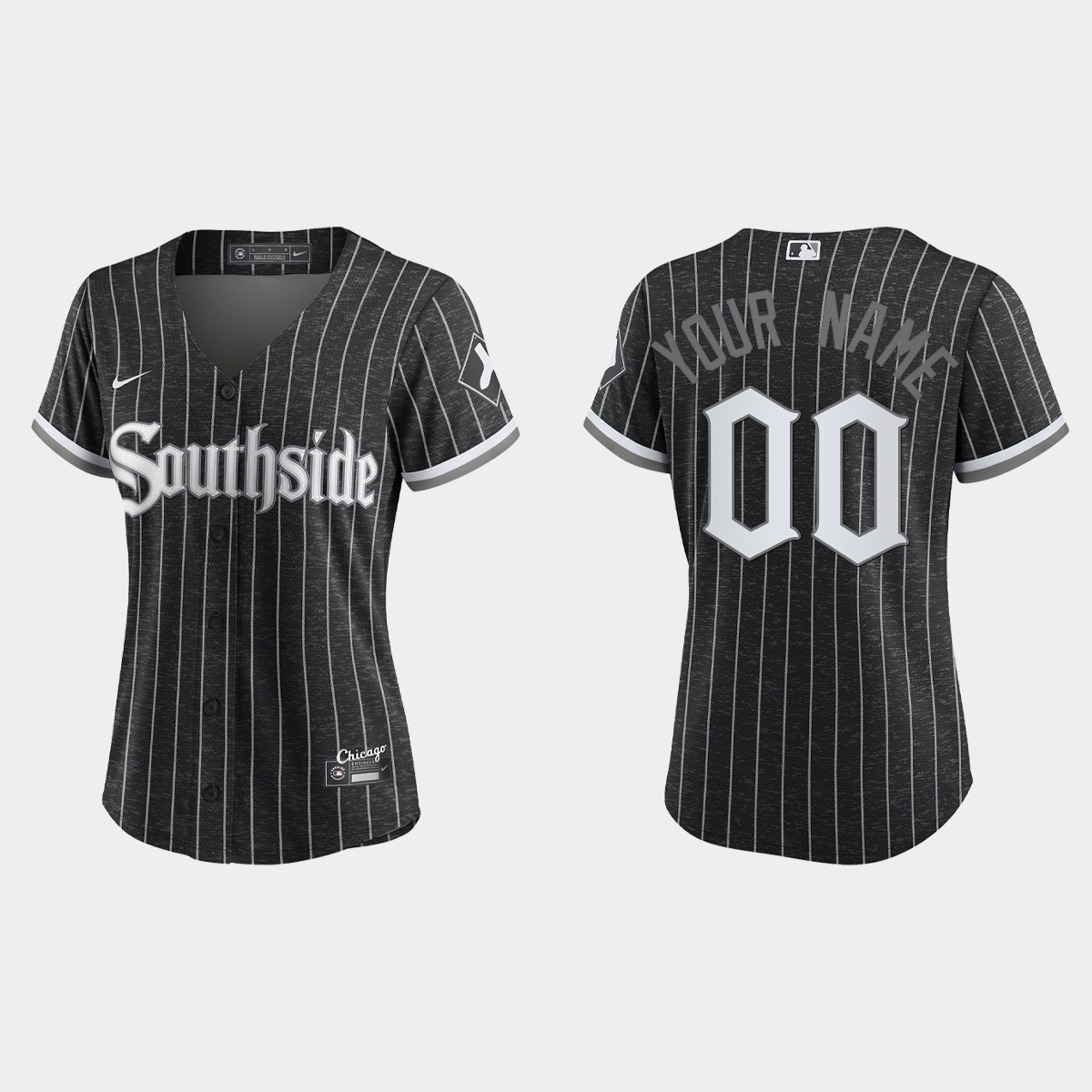 Women Chicago White Sox Custom Black 2021 City Connect Jersey