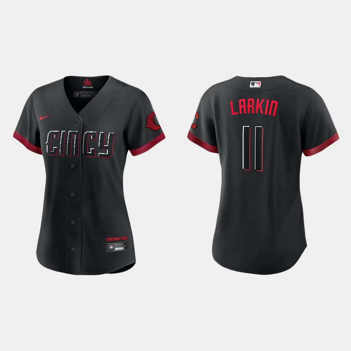 Women Cincinnati Reds Barry Larkin Black 2023 City Connect Jersey