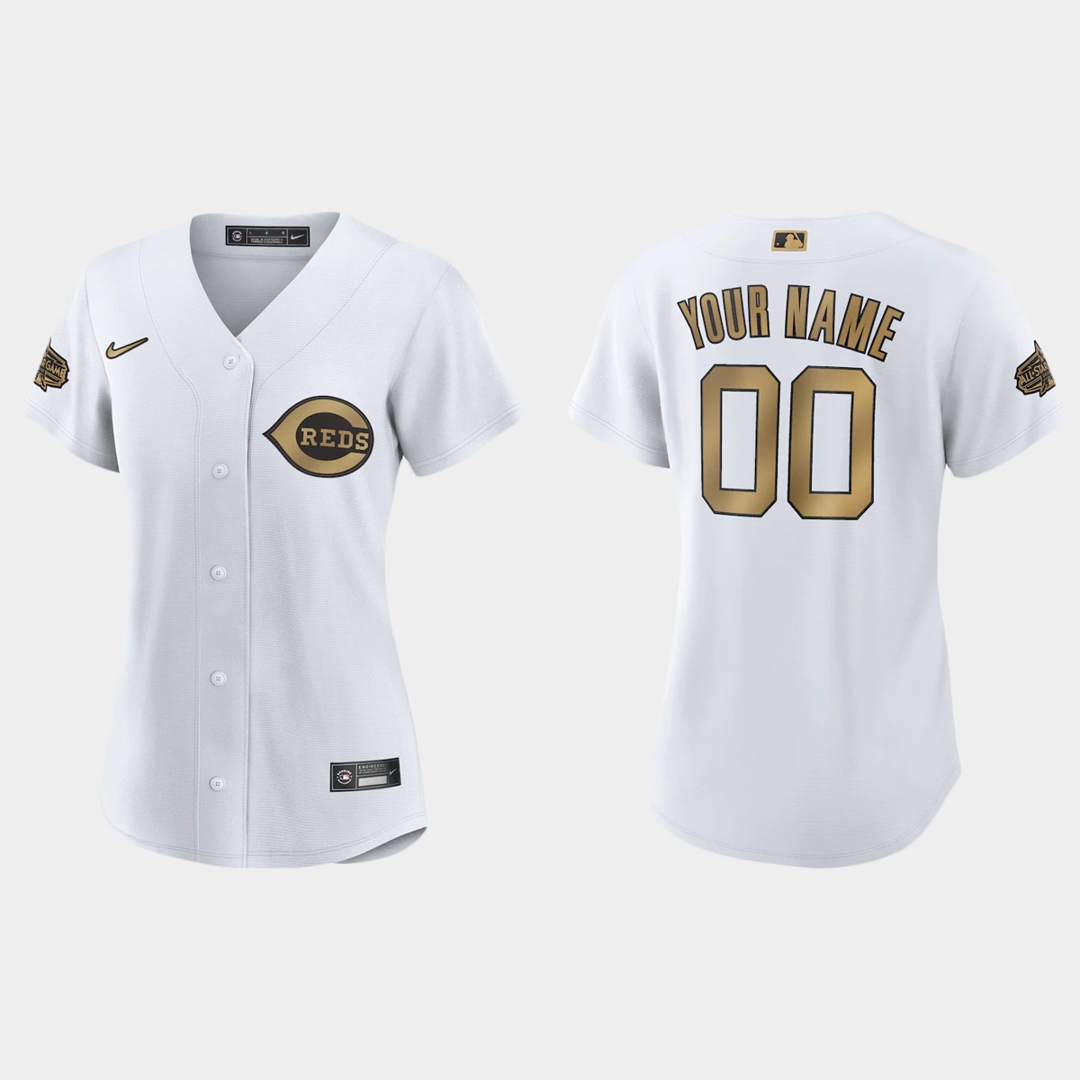 Women Cincinnati Reds Custom White 2022 MLB All-Star Game Jersey