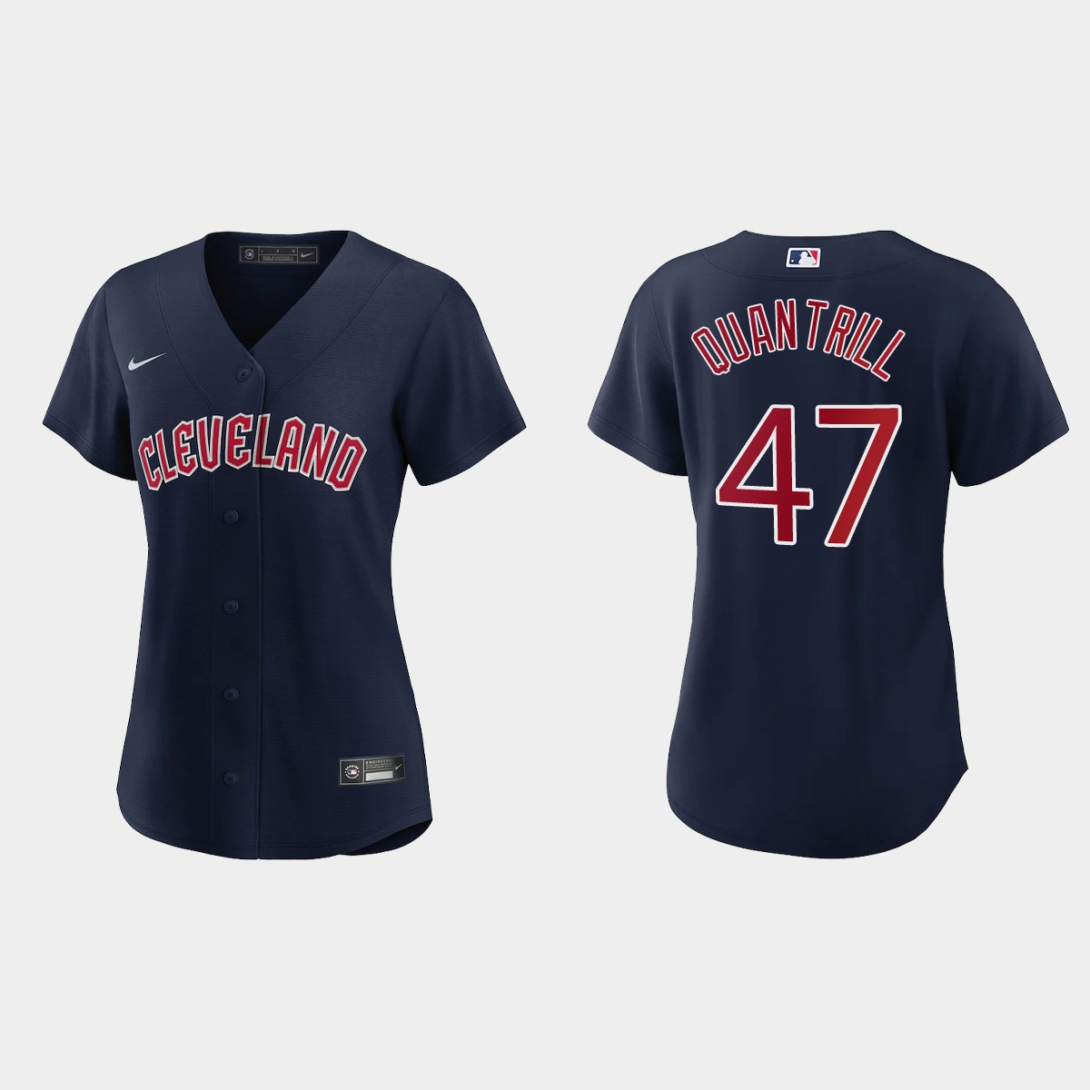 Women Cleveland Guardians Cal Quantrill Navy Jersey