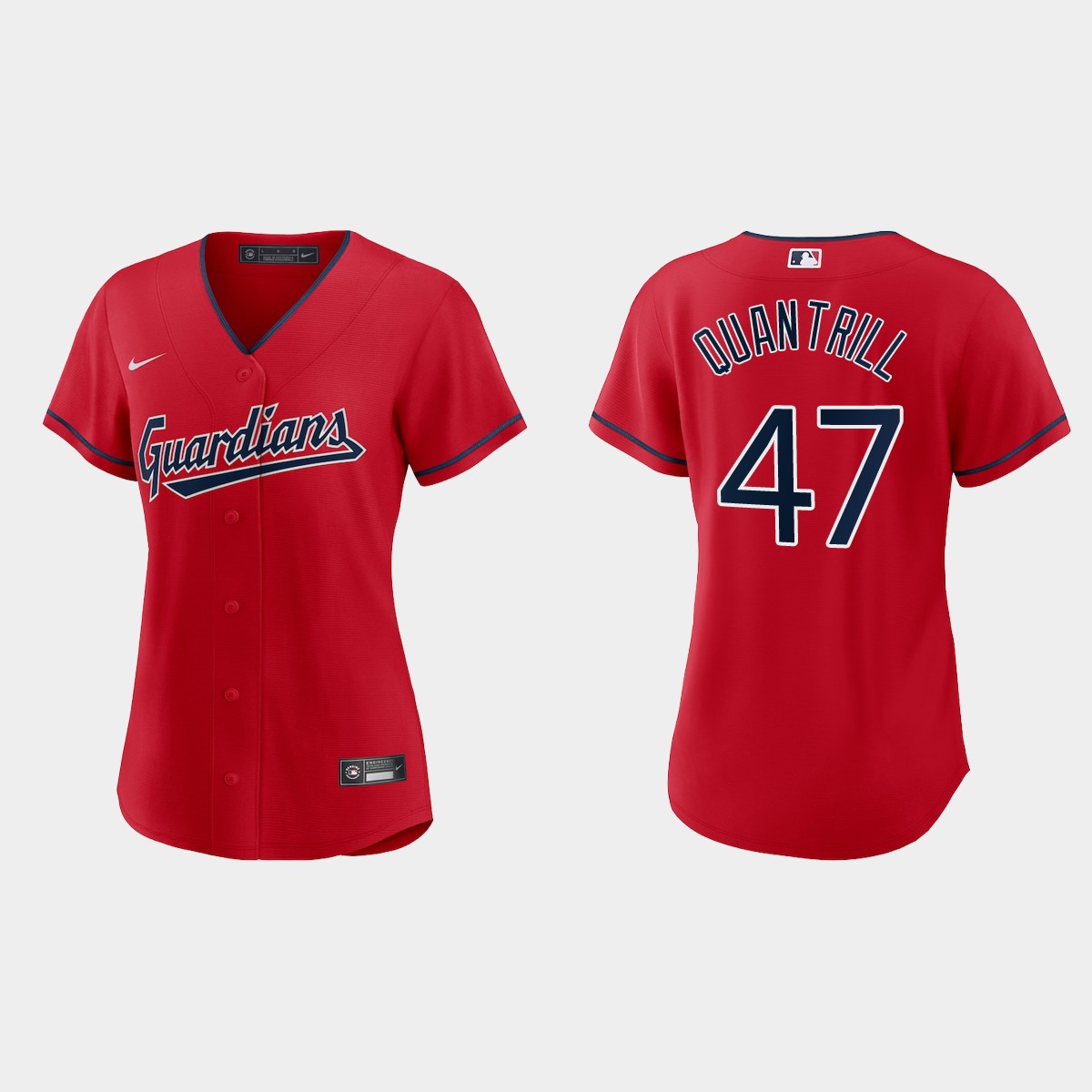 Women Cleveland Guardians Cal Quantrill Red Jersey