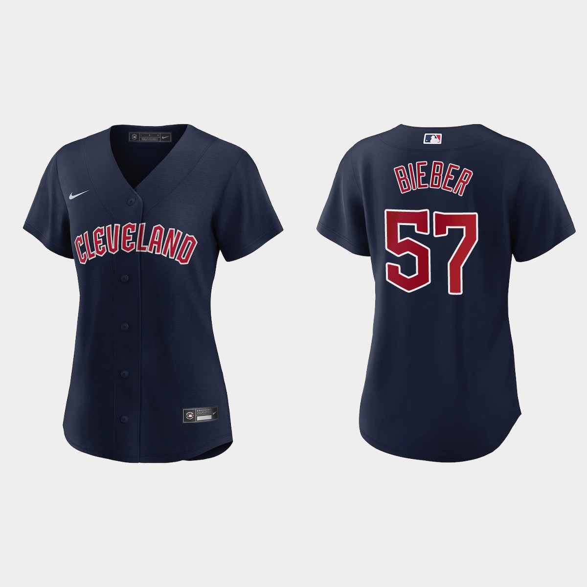 Women Cleveland Guardians Shane Bieber Navy Jersey