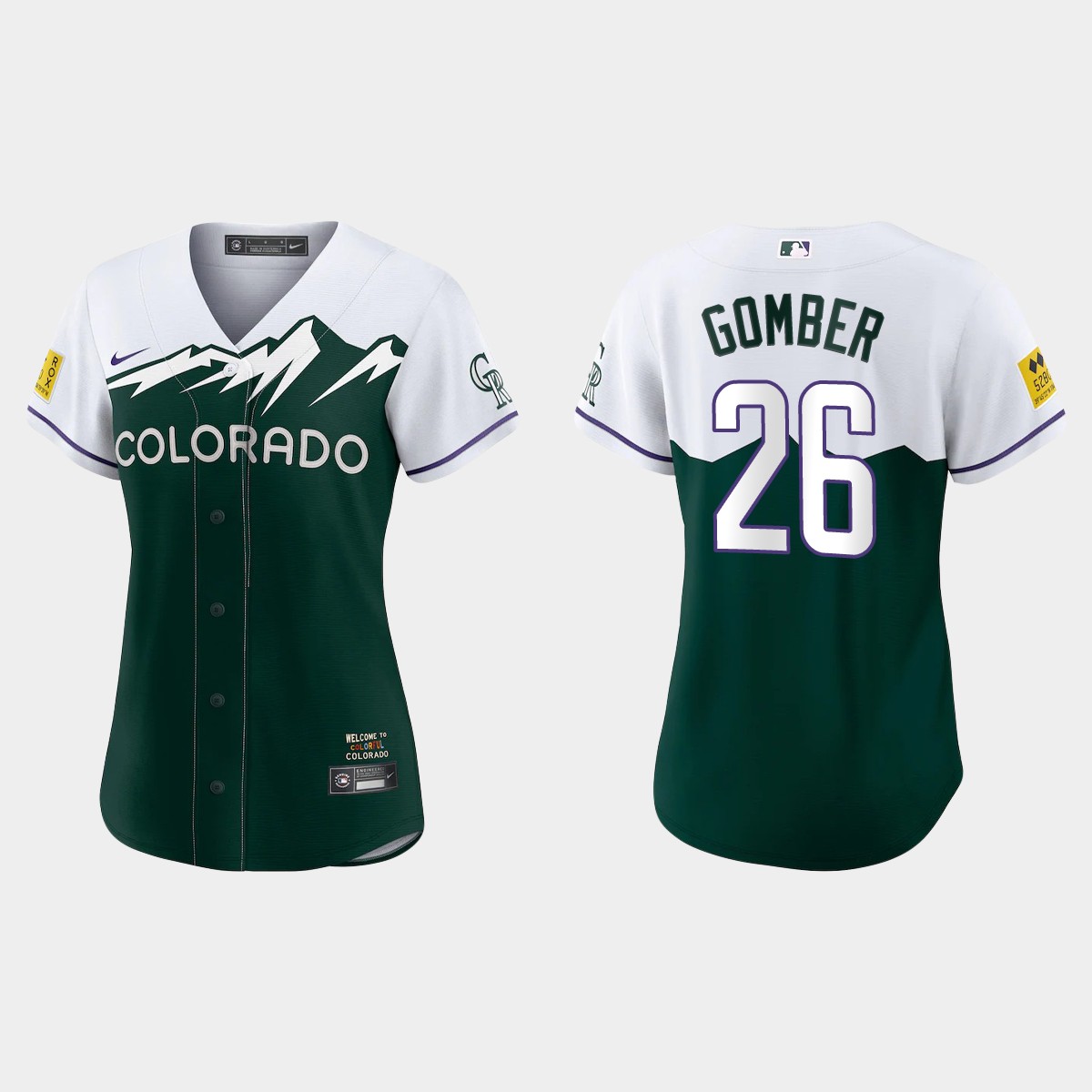 Women Colorado Rockies Austin Gomber Green 2022 City Connect Jersey