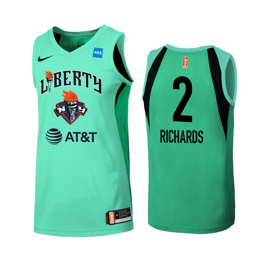 Women DiDi Richards New York Liberty 2021 Draft WBCA Defensive Player of the Year Green Jersey WNBA