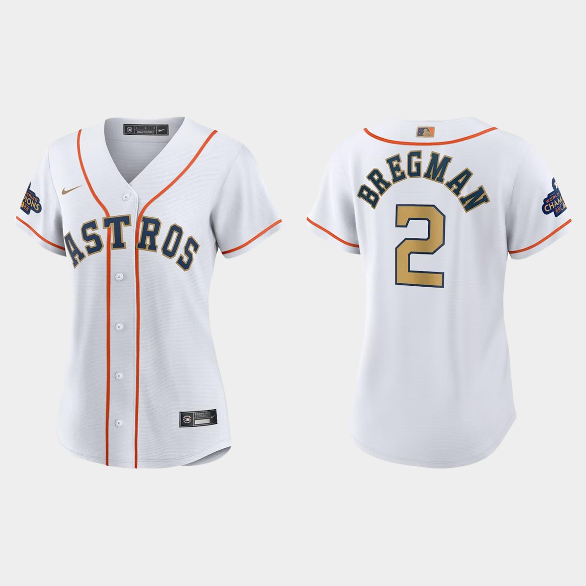 Women Houston Astros Alex Bregman White 2023 Gold Collection Jersey